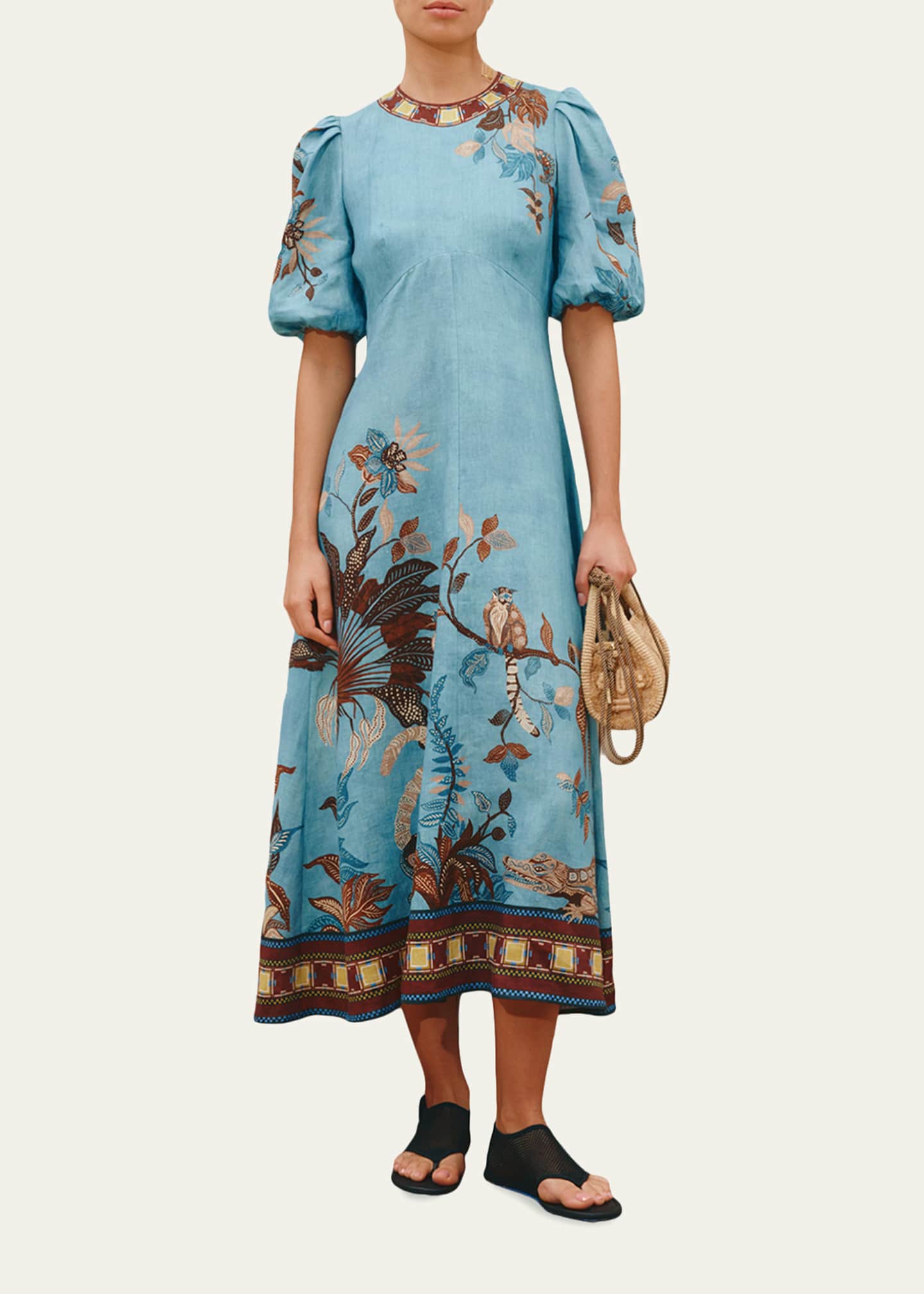 ALEMAIS Georgie Linen Midi Dress - Bergdorf Goodman