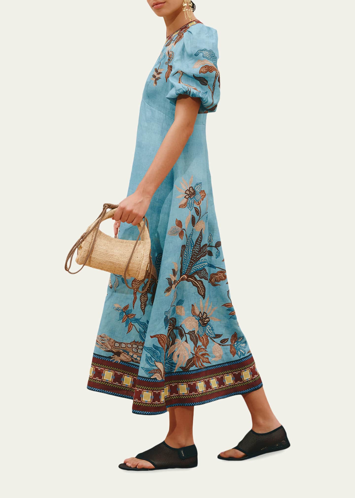 alemais midi dress Alemas Paula Polka-dot long sleeves and printed design. Almais Women's Georgie Empire-Waist Linen