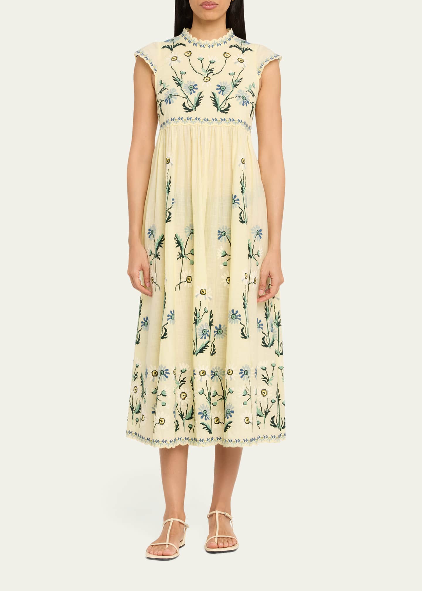 green emerald velvet dress Fresh Air Floral Blue & Green Cotton Floral Eyelet Midi Dress