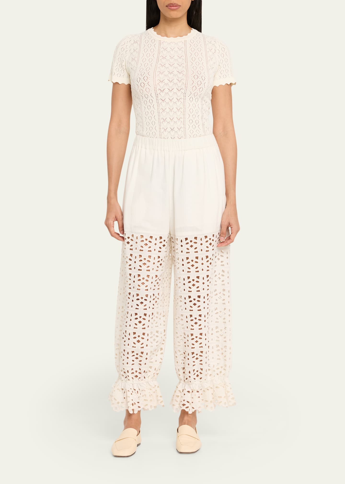 Sea Leila Eyelet Embroidered Pants - Bergdorf Goodman