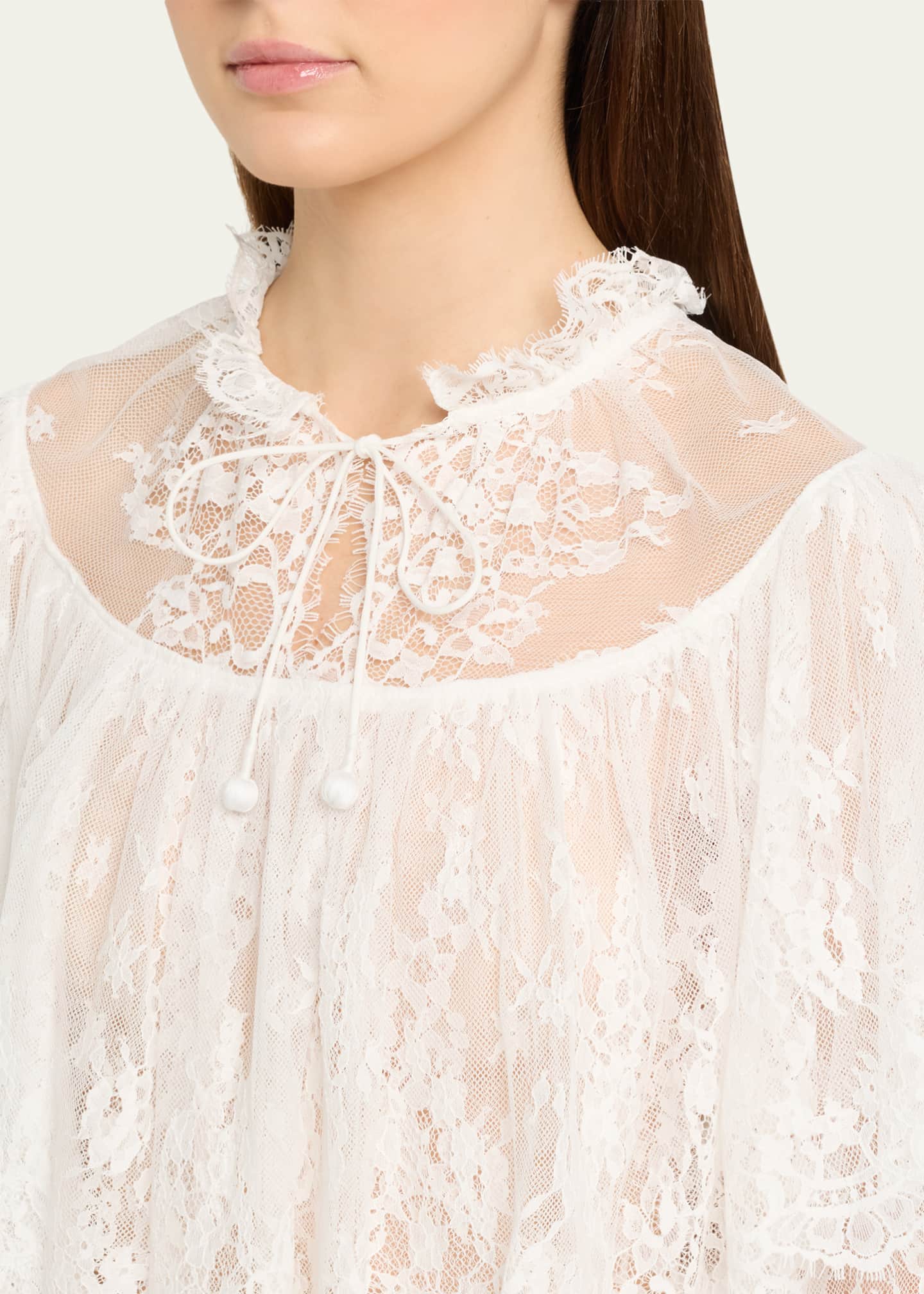 Sea Holden Floral Lace Capelet Blouse - Bergdorf Goodman