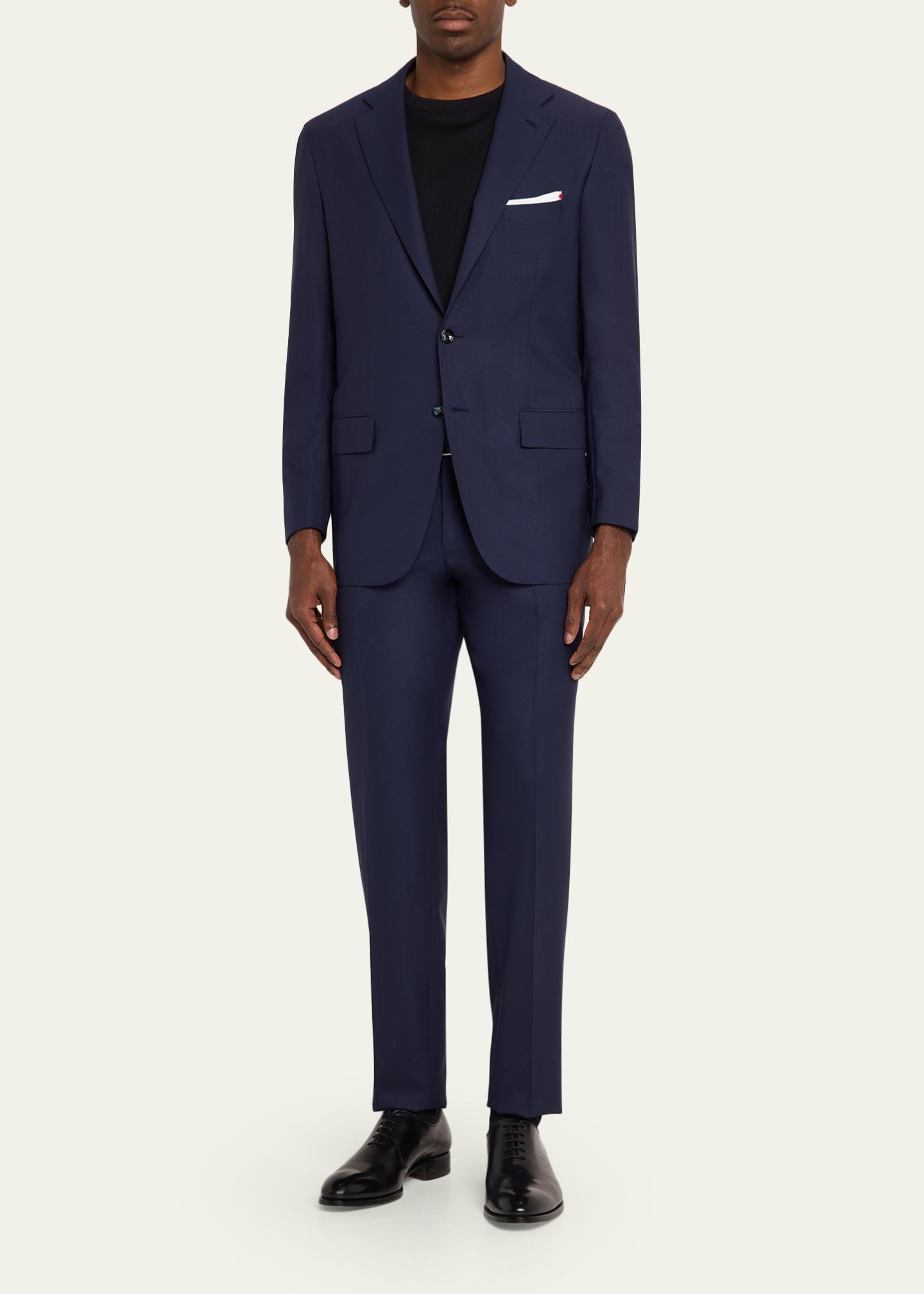 Kiton Men's Mini-Check Wool Modern Fit Two-Piece Suit - Bergdorf Goodman