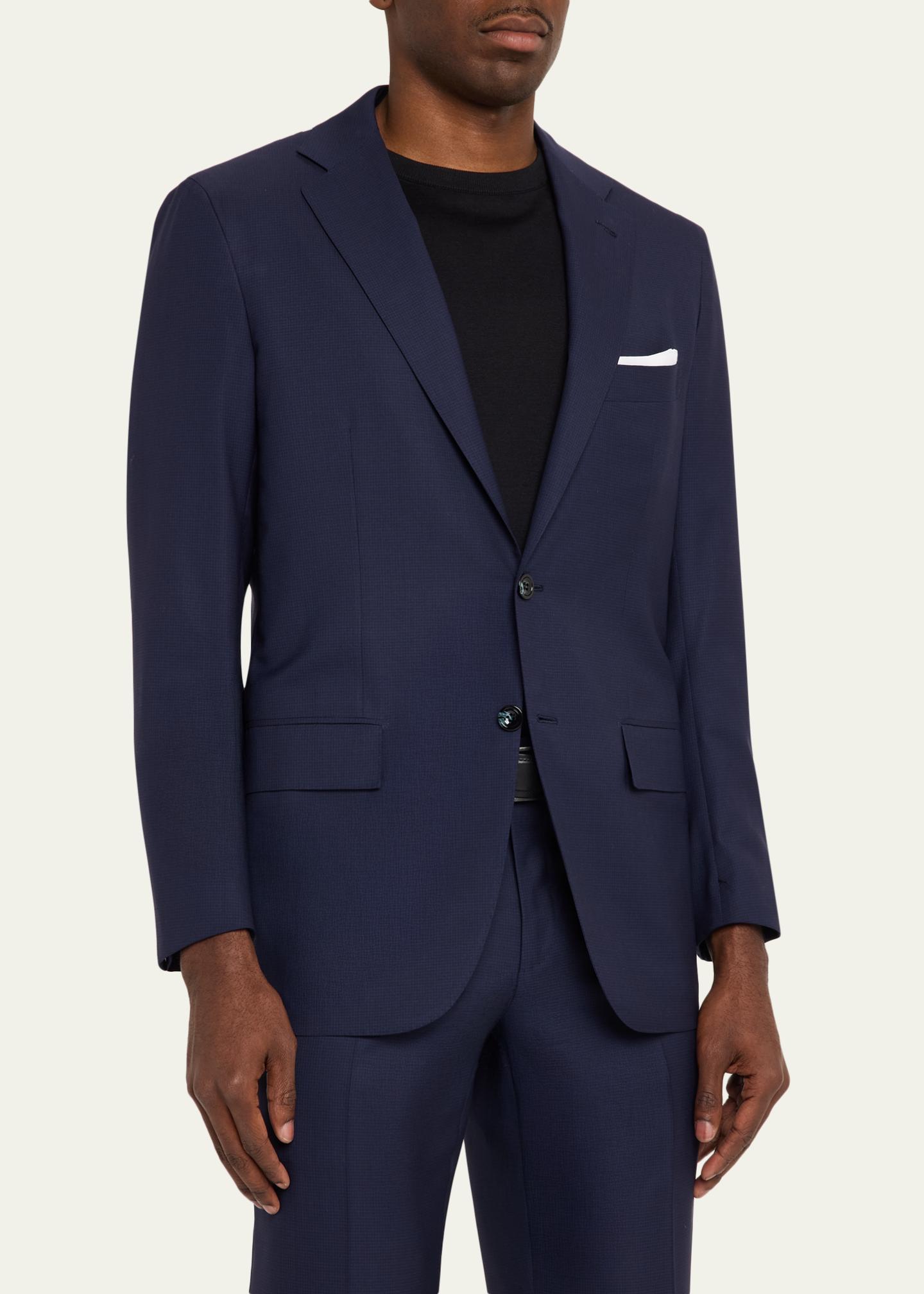 Kiton Men's Mini-Check Wool Modern Fit Two-Piece Suit - Bergdorf Goodman