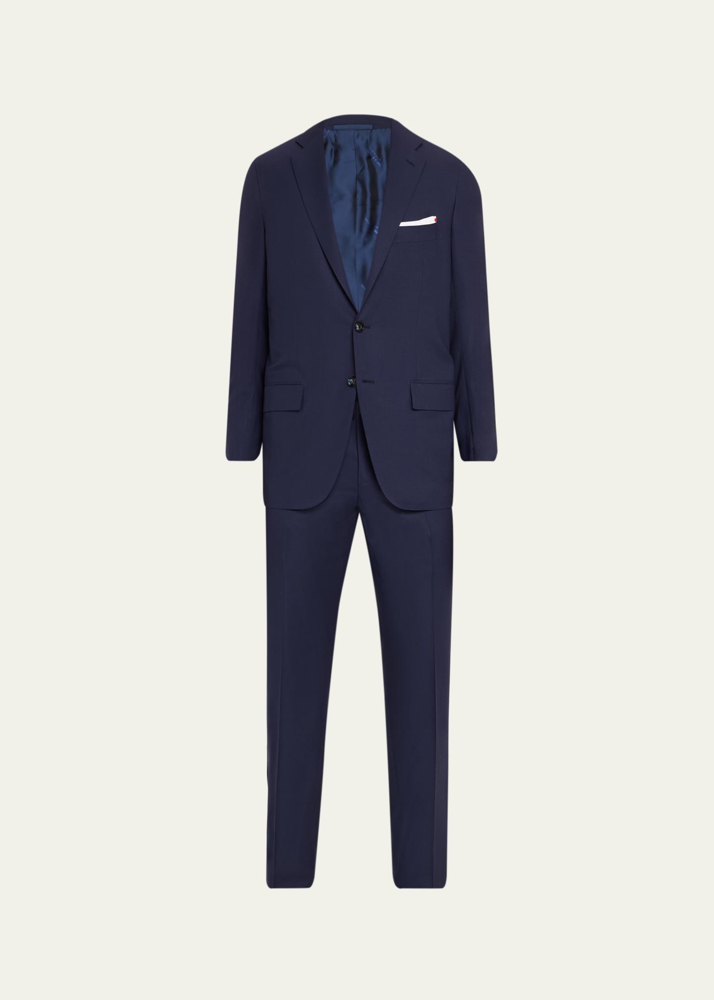 Kiton Men's Mini-Check Wool Modern Fit Two-Piece Suit - Bergdorf Goodman