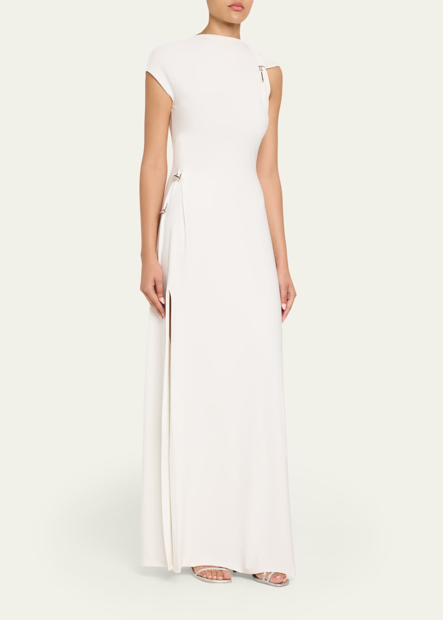 gathered jersey dress Vina Gathered Jersey Midi Dress / Ivory | MESHKI