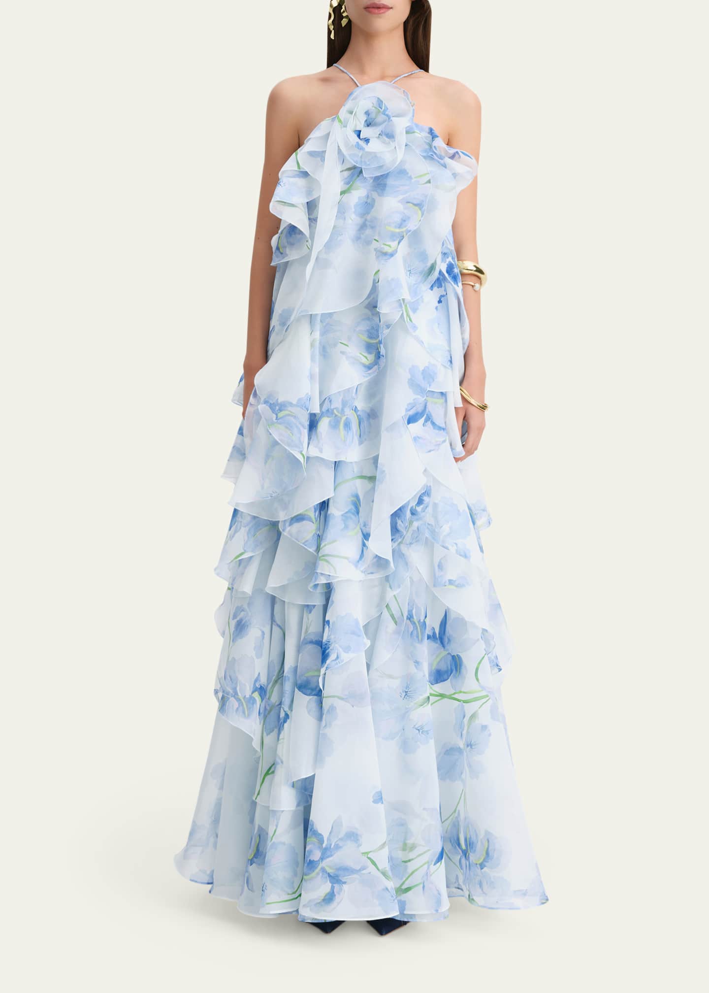 Aje Pandorea Layered Floral Organza Maxi Dress - Bergdorf Goodman