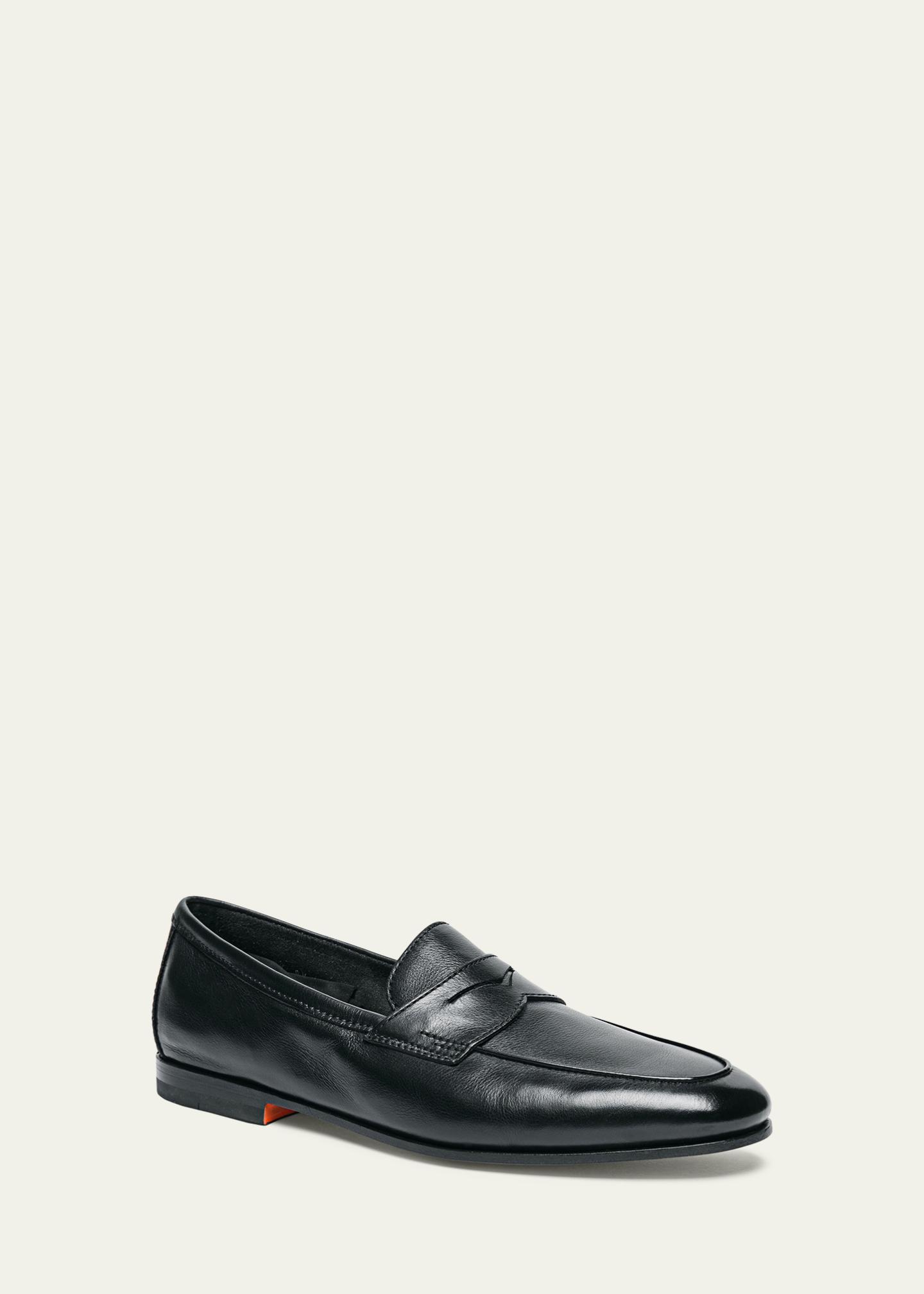SANTONI Men\'s Carlo Soft Burnished Leather Penny Loafers Santoni Leather Carlos Penny Loafers In Brown | ModeSens main image 4