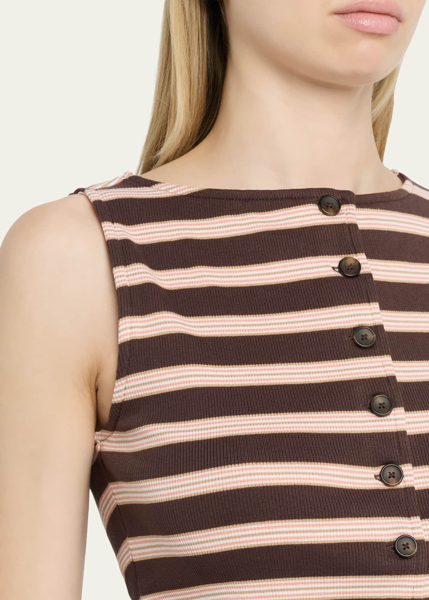 Veronica Beard Uma Stripe Rib-Knit Vest - Bergdorf Goodman