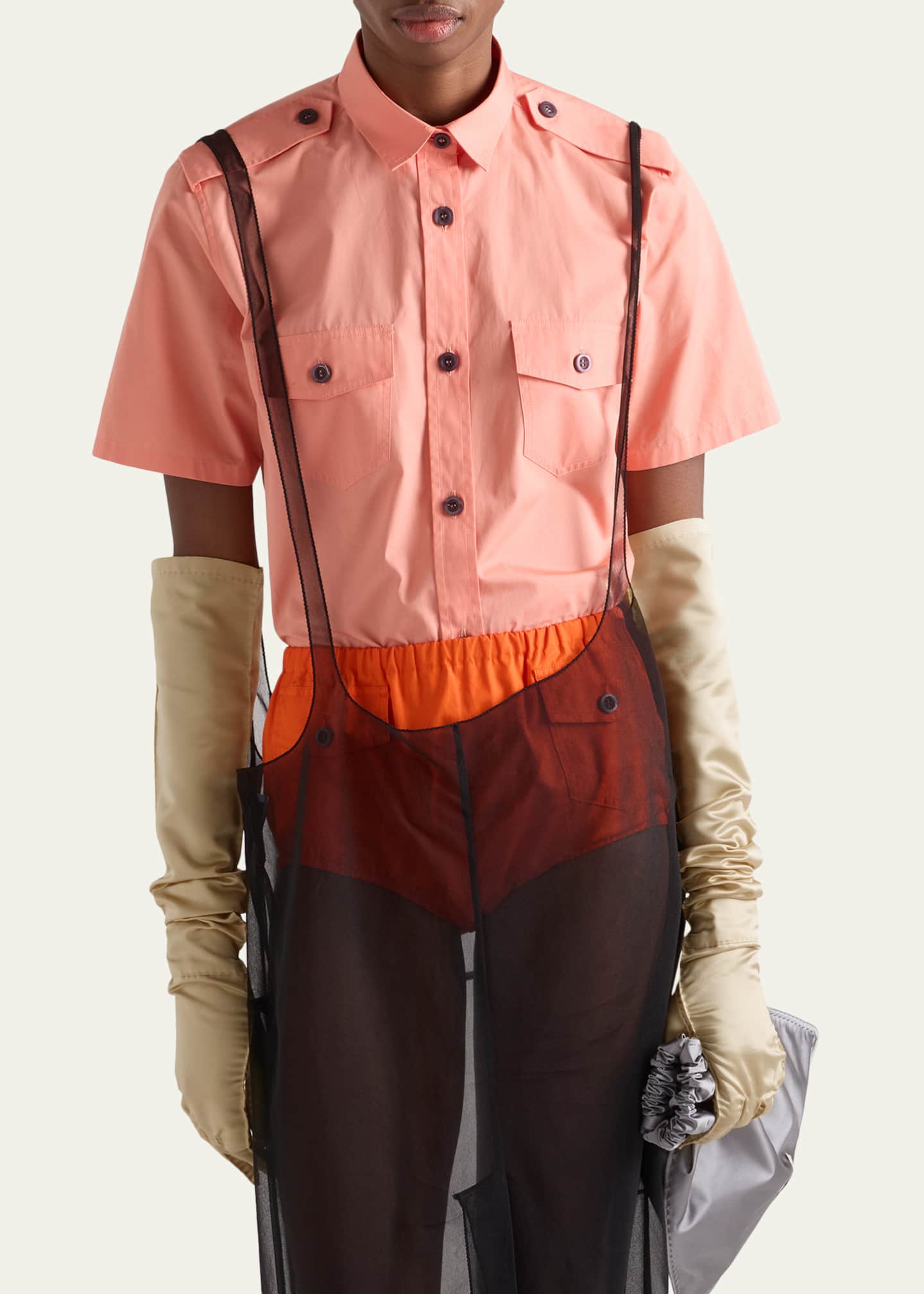 Prada Cotton Poplin Shirt, Woman, Aviator Blue, Size 36