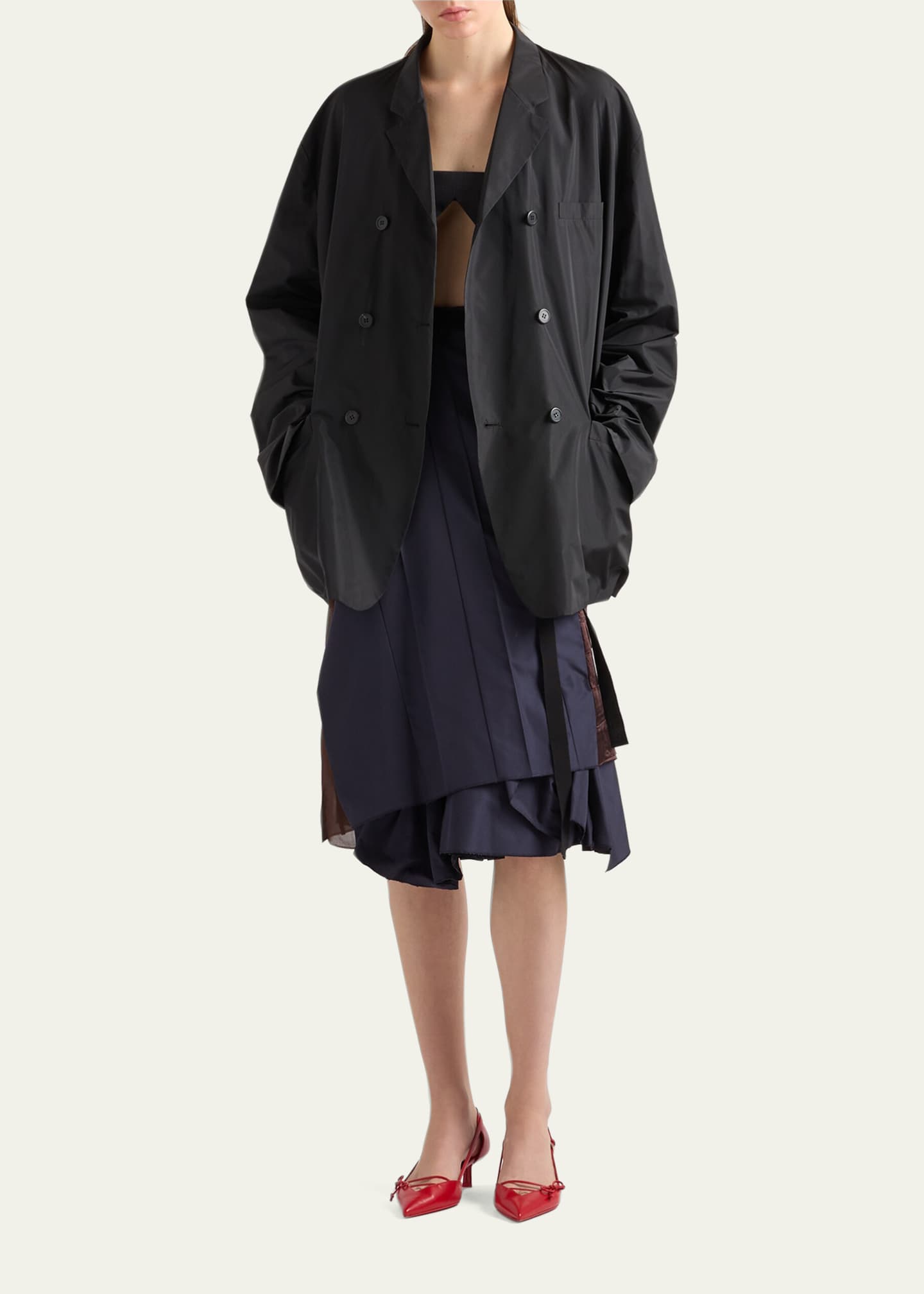 Prada Silk Taffeta Double-Breasted Jacket - Bergdorf Goodman