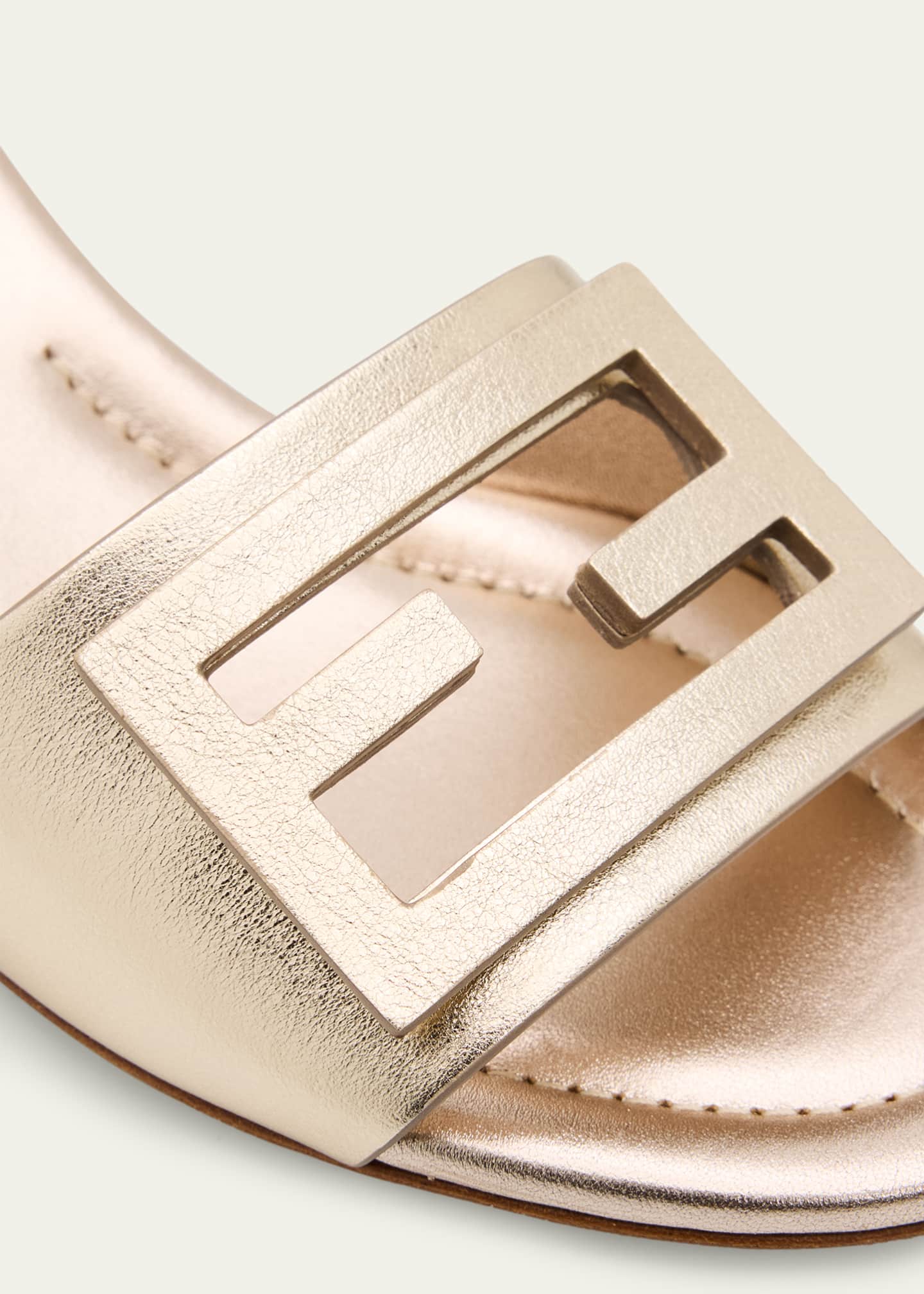 Fendi 45mm Baguette Metallic Leather Mules - Bergdorf Goodman