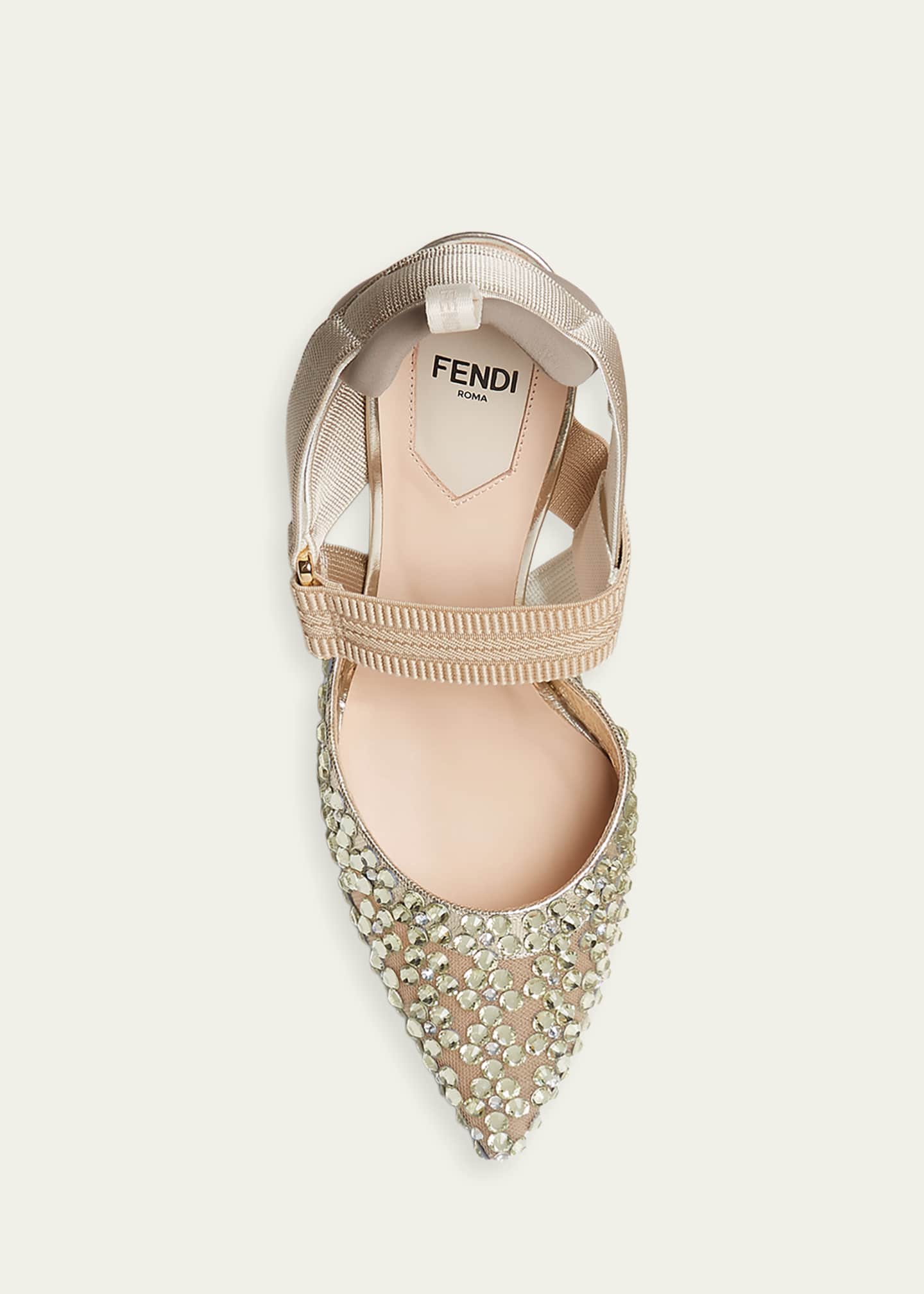 Fendi 85mm Colibri Embellished Mesh Slingback Pumps - Bergdorf Goodman