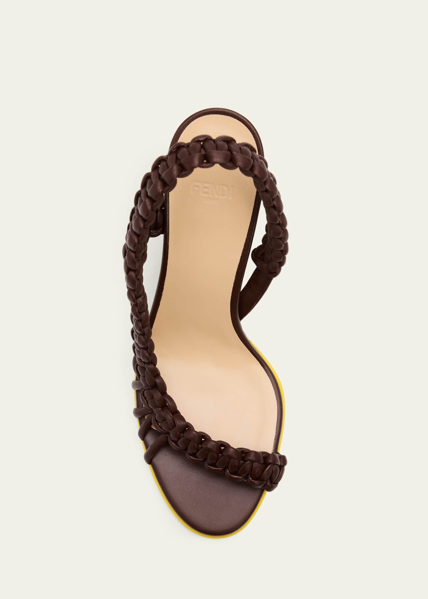 Fendi 95mm Fendi Arco Asymmetric Braided Leather Sandals