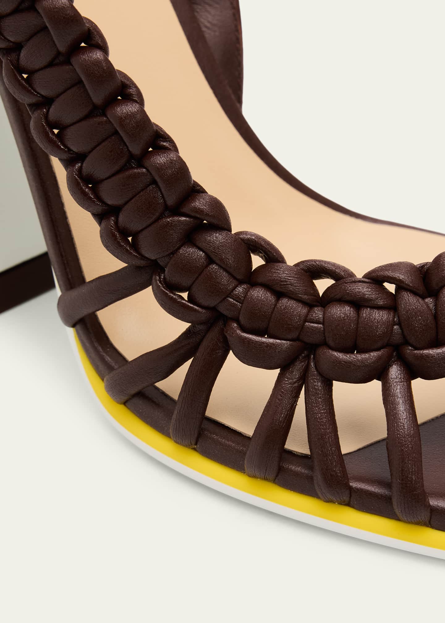 Fendi 95mm Fendi Arco Asymmetric Braided Leather Sandals