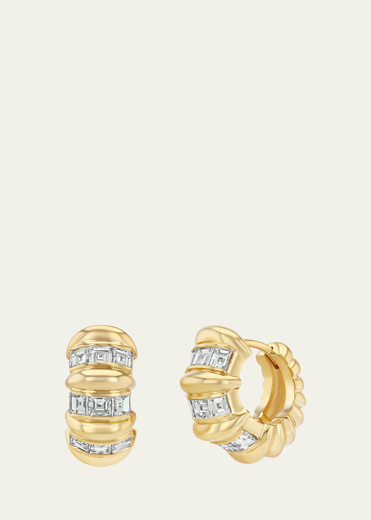 Lizzie Mandler Fine Jewelry Mini Multi-Row Fluted Bar Carre Huggie