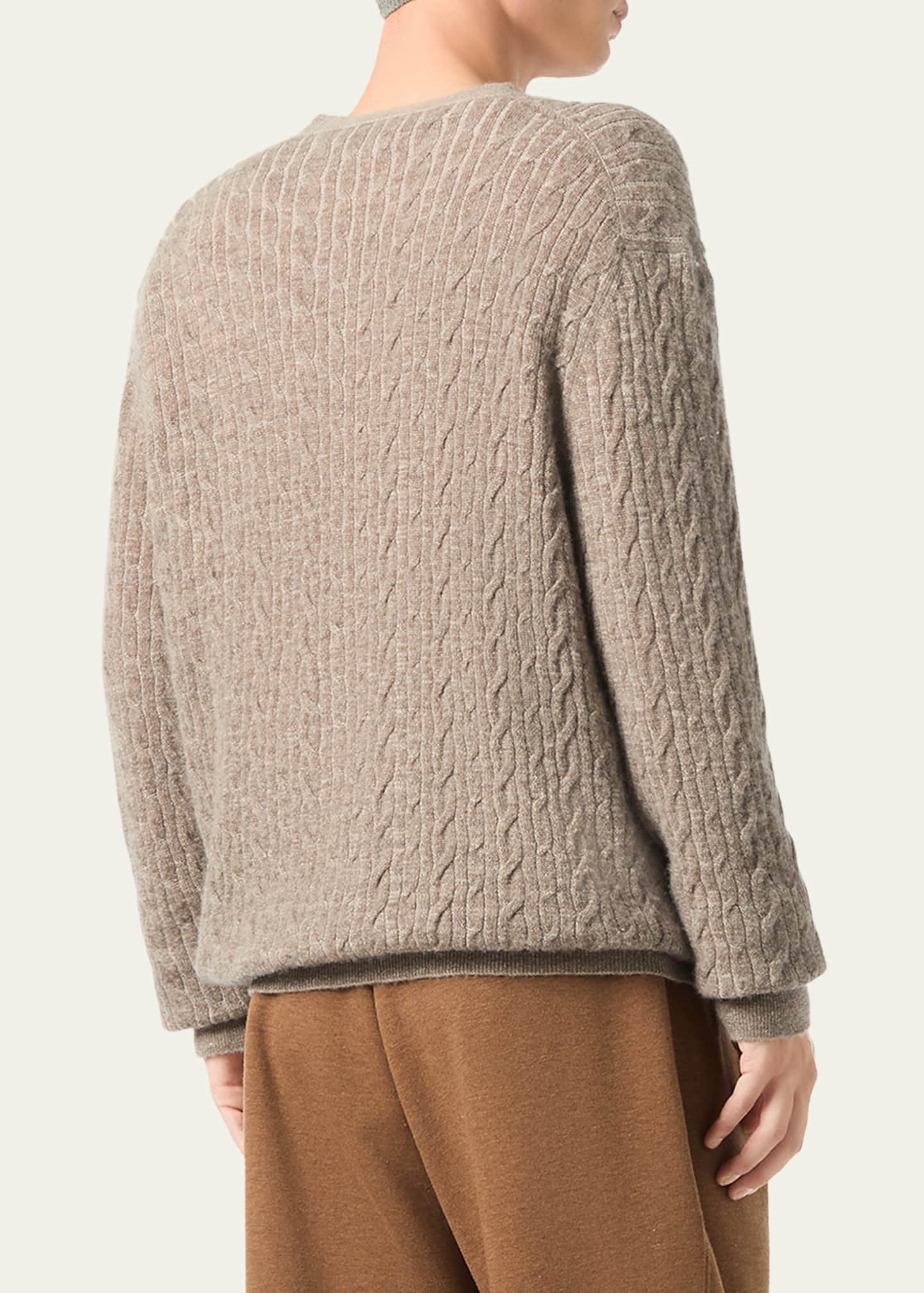 Loro Piana Men's Walnut Cable Knit Cardigan - Bergdorf Goodman