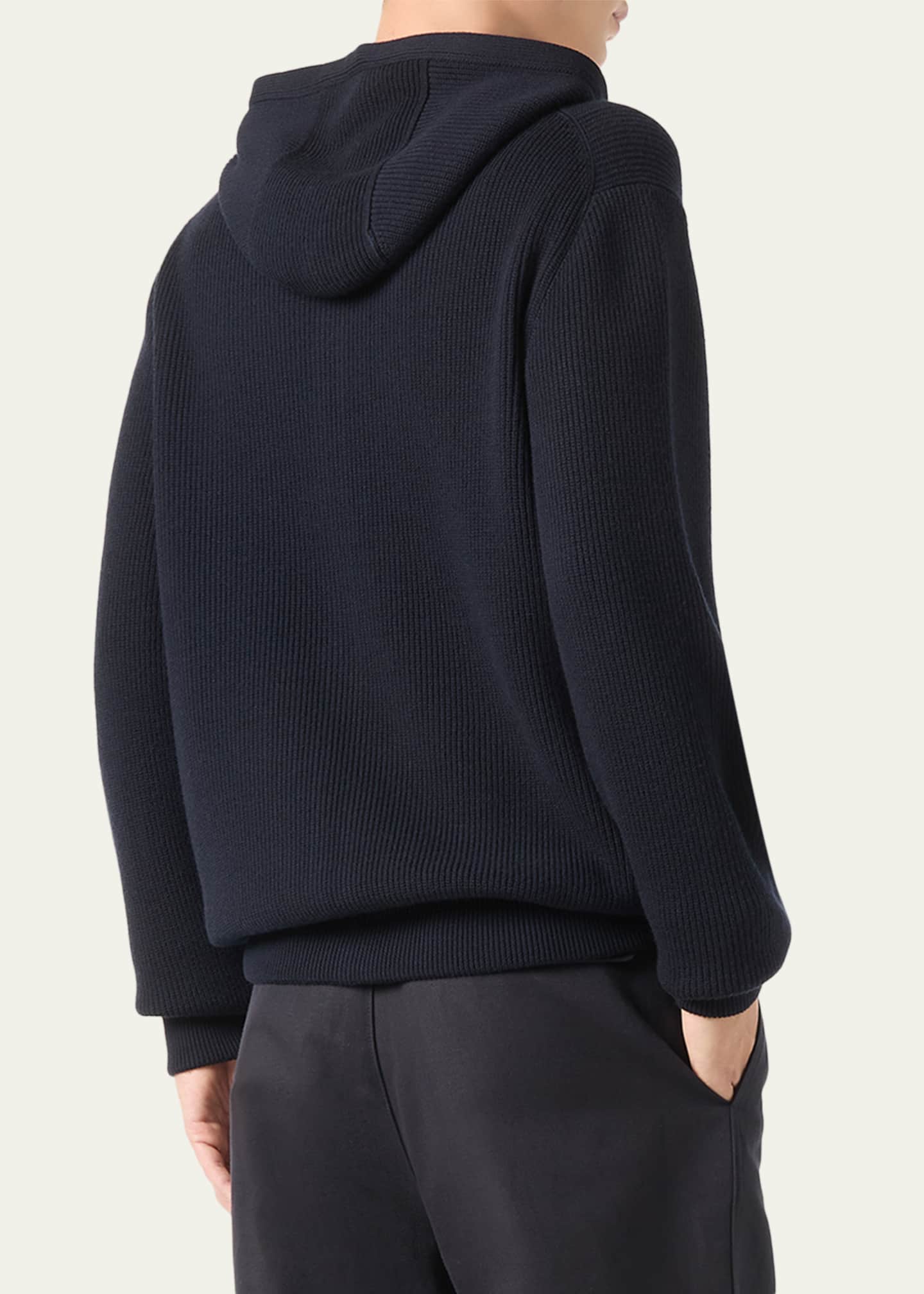 Loro Piana Men's Sloop Wool Rib Full-Zip Hoodie - Bergdorf Goodman