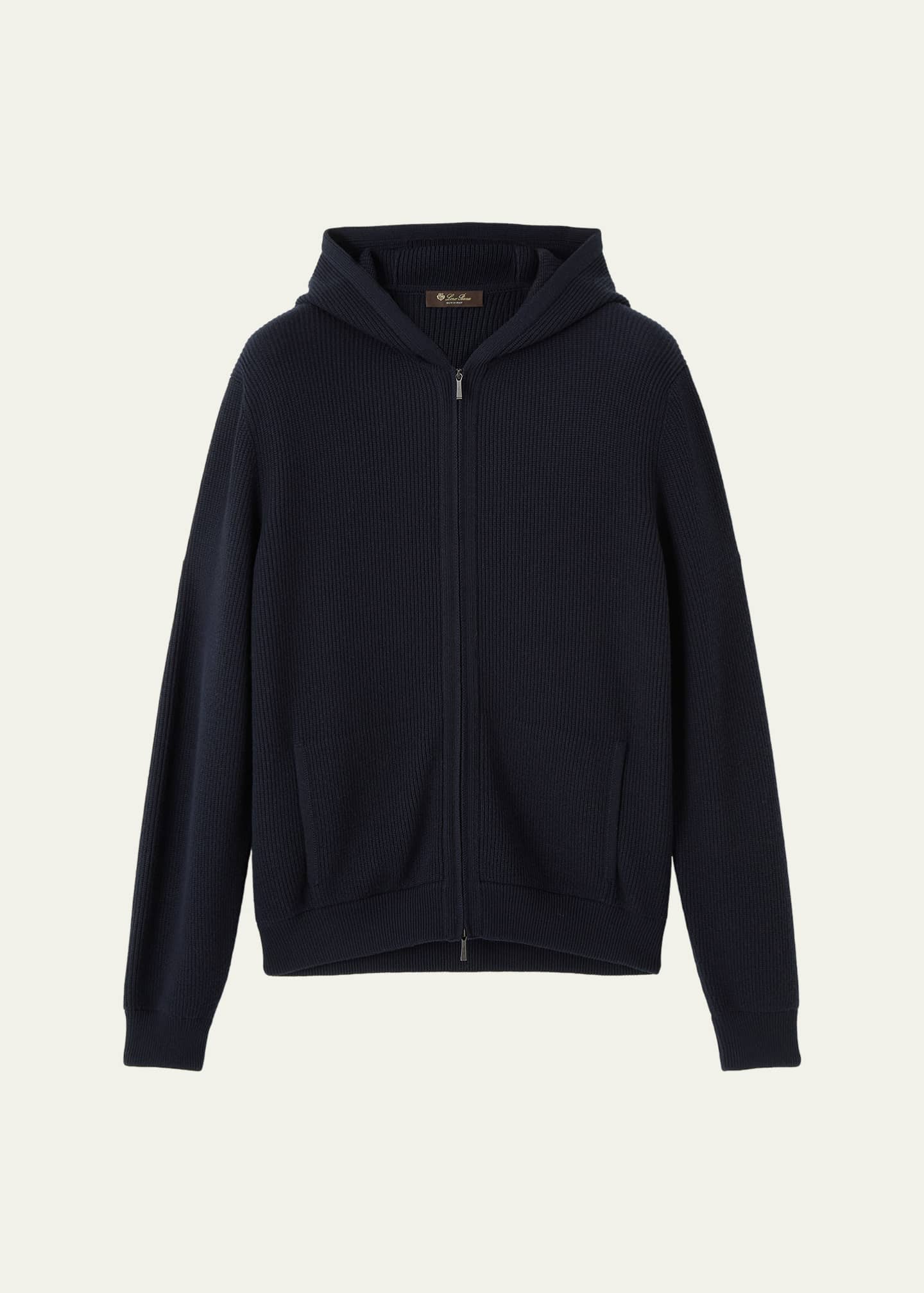 Loro Piana Men's Sloop Wool Rib Full-Zip Hoodie - Bergdorf Goodman