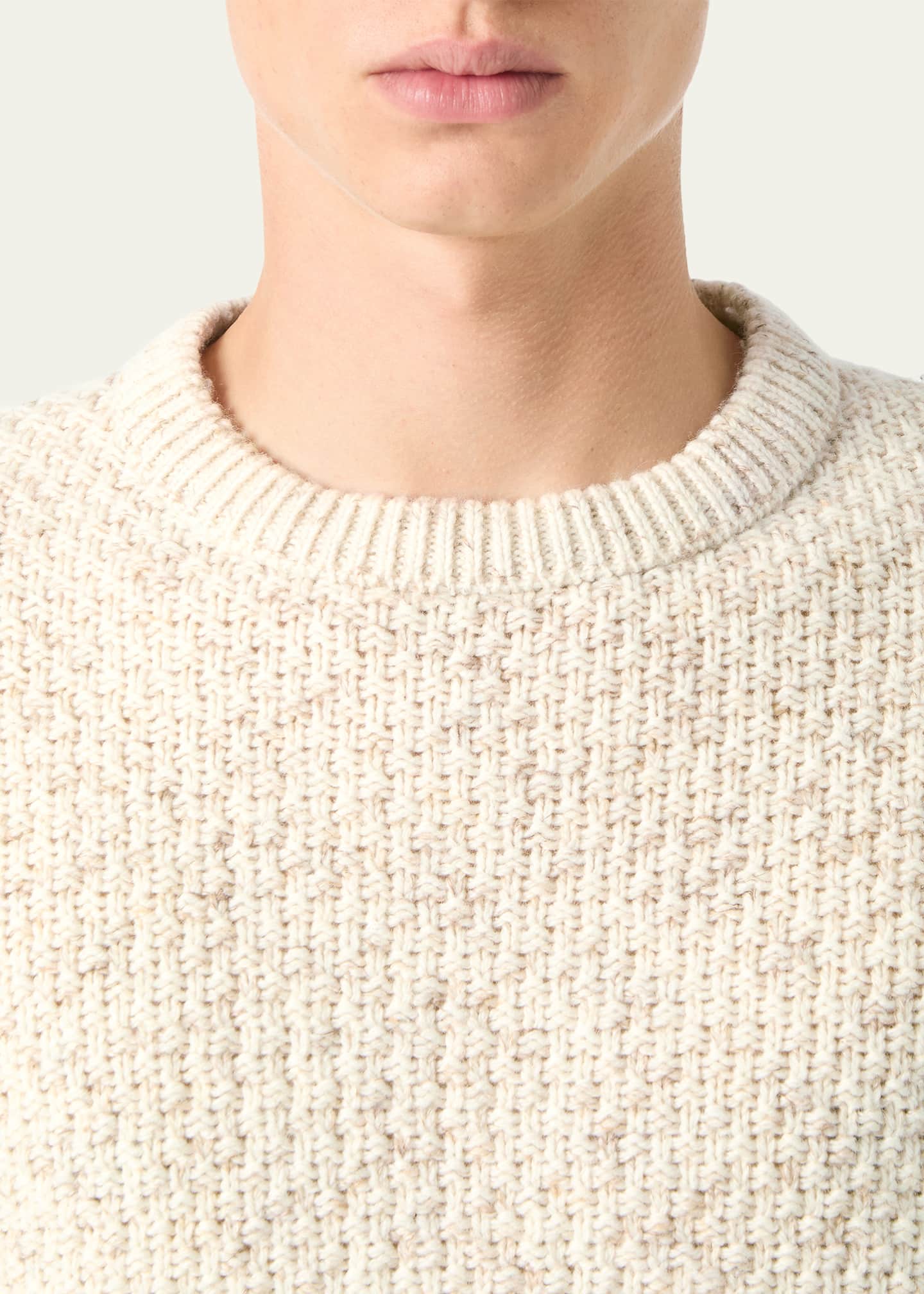 Loro Piana Men's Ash Virgin Wool, Linen and Cashmere Crewneck