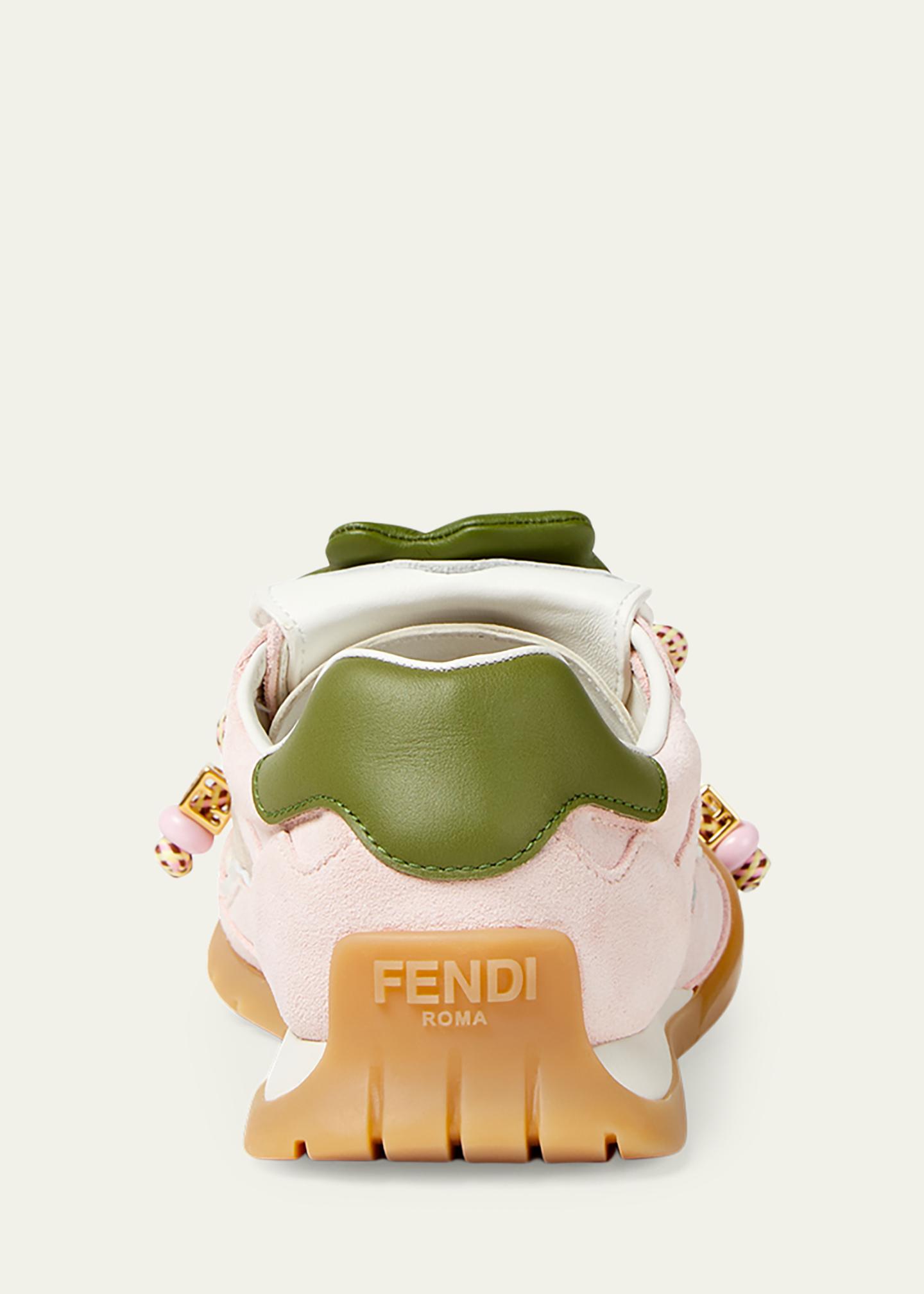 Fendi Wave Pulse Mixed-Media Low-Top Sneakers - Bergdorf Goodman