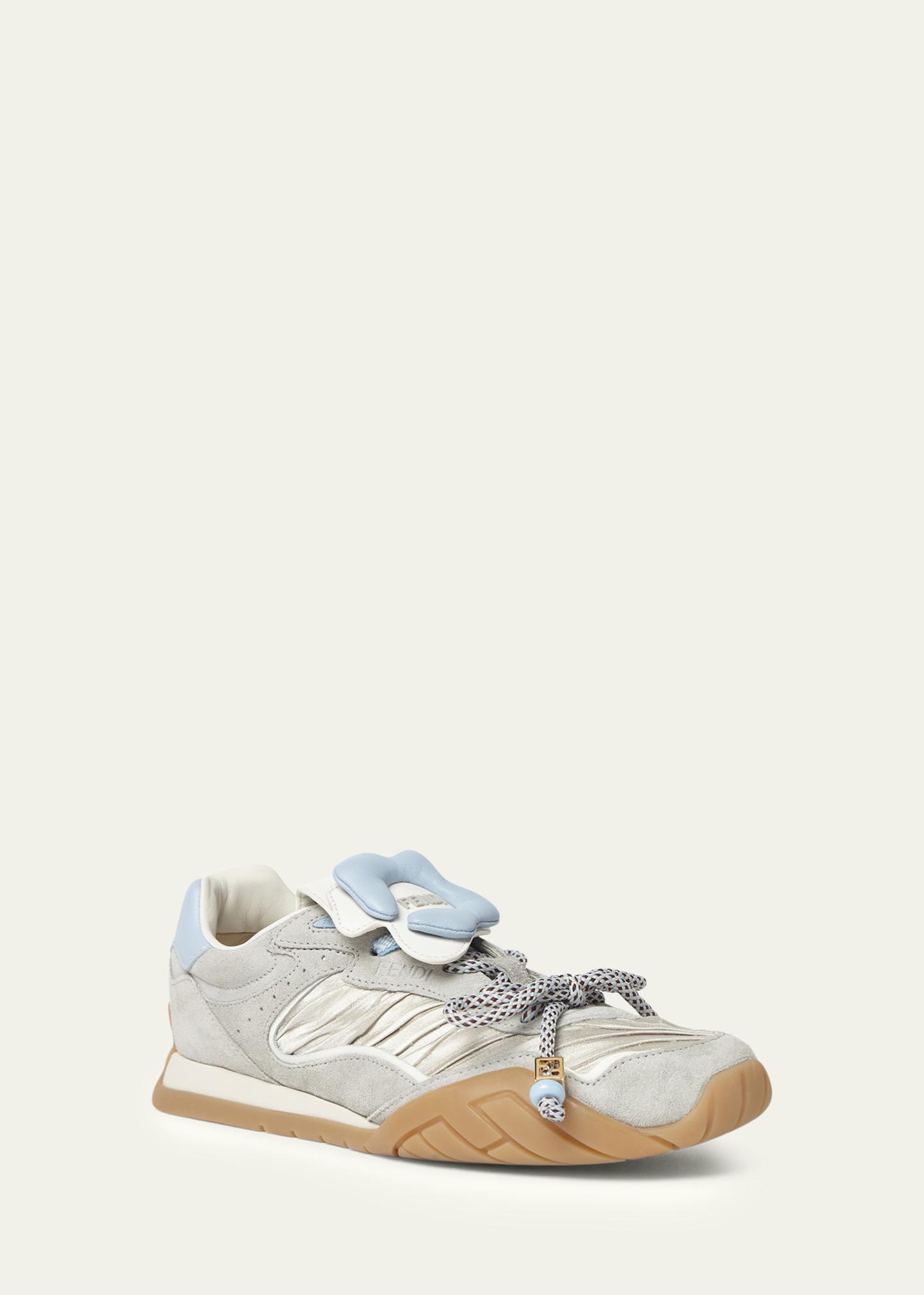 Fendi Wave Pulse Mixed-Media Low-Top Sneakers - Bergdorf Goodman