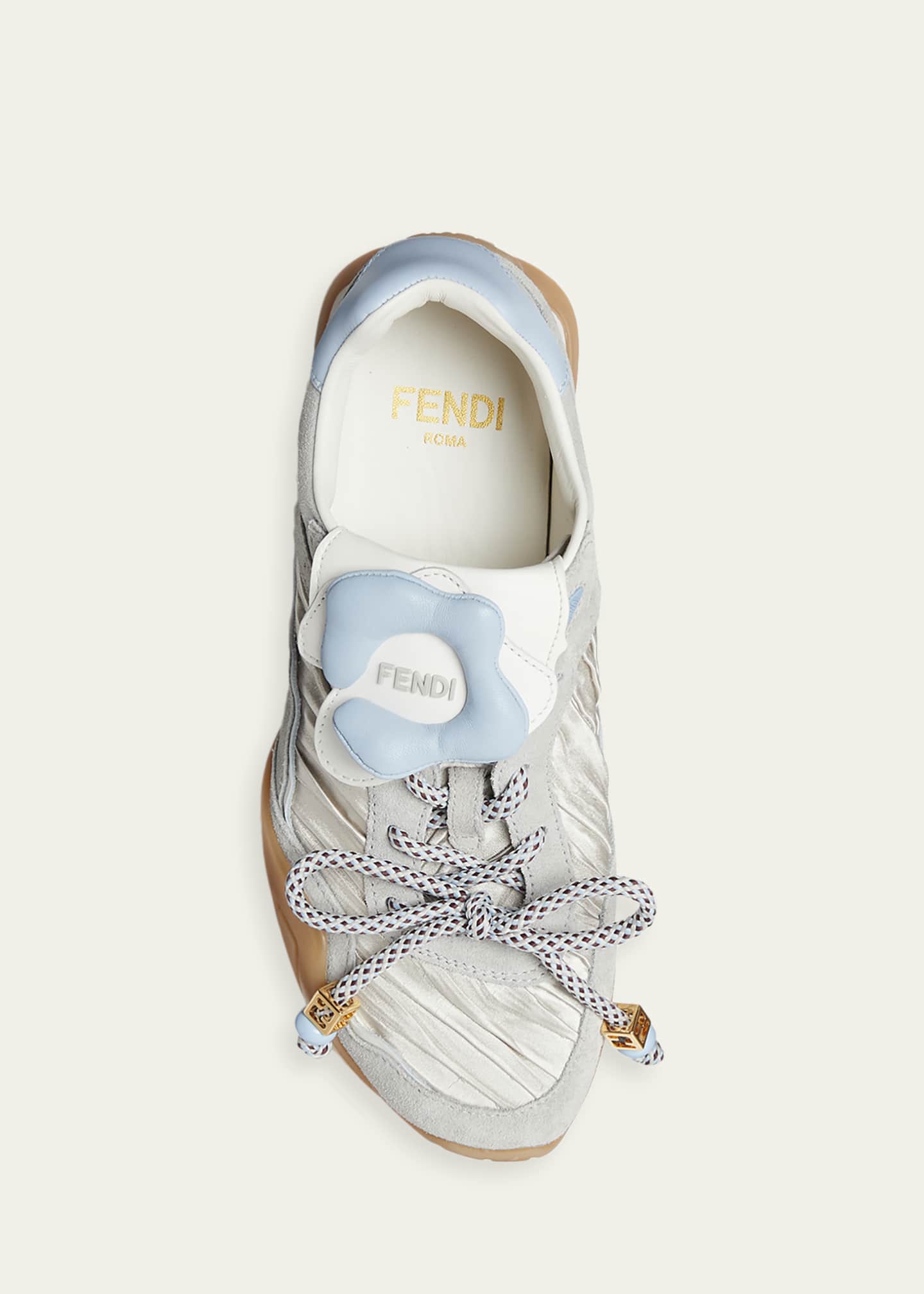 Fendi Wave Pulse Mixed-Media Low-Top Sneakers - Bergdorf Goodman