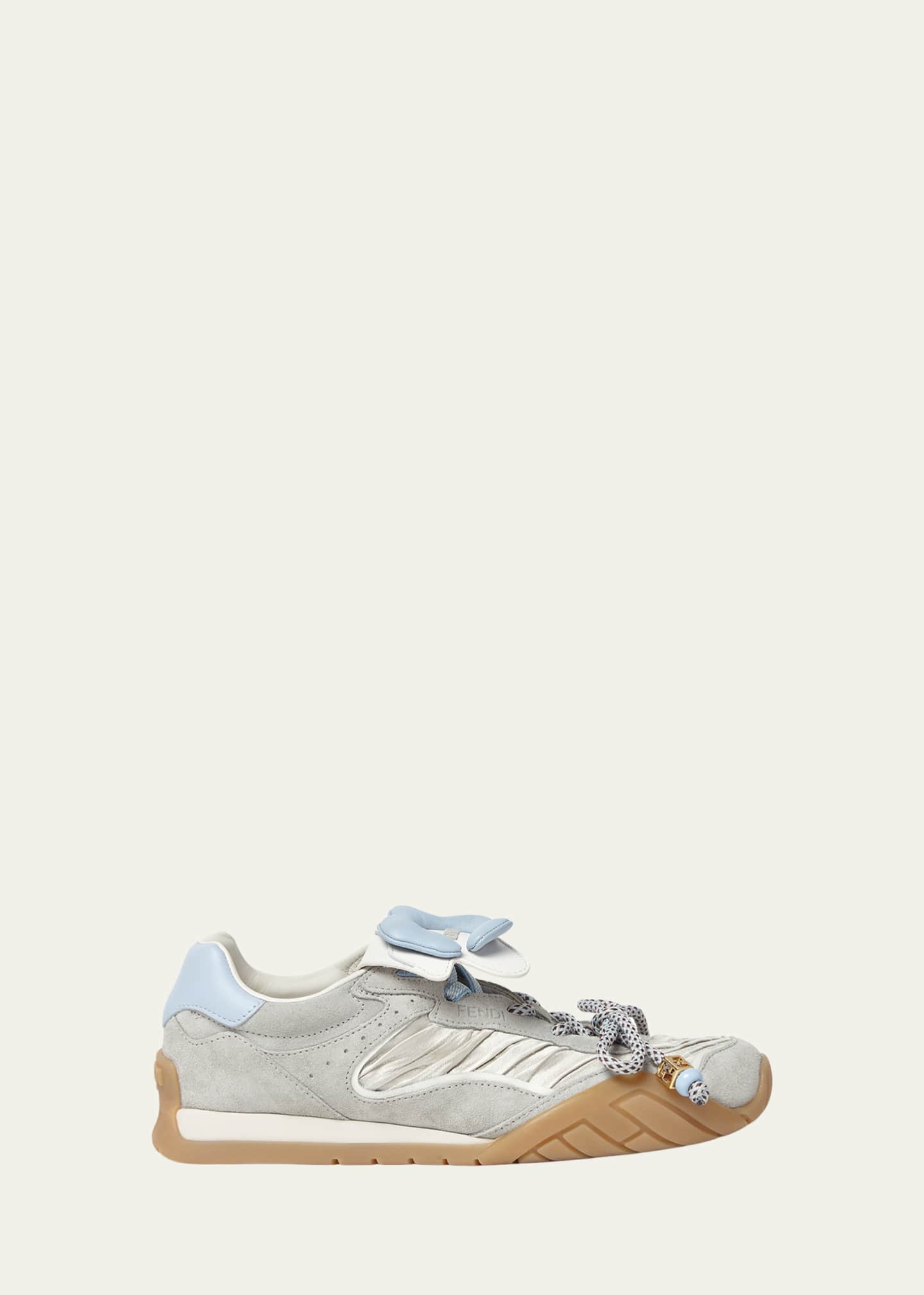 Fendi Wave Pulse Mixed-Media Low-Top Sneakers - Bergdorf Goodman