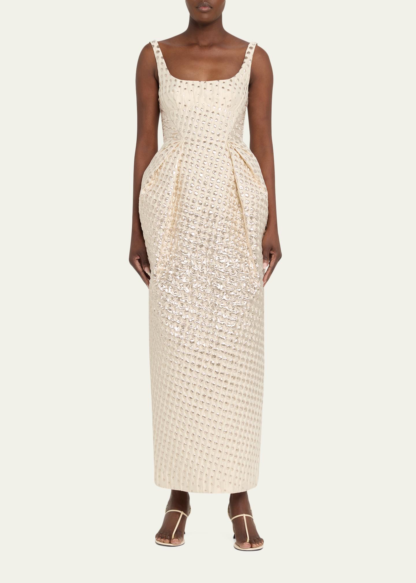 CHRISTOPHER JOHN ROGERS Halftone Wiggle Dot Metallic Jacquard Dress ...