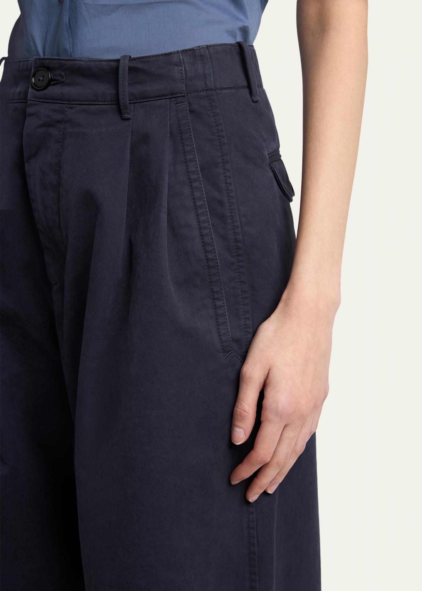 Jil Sander Pleated Cotton Wide-Leg Trousers - Bergdorf Goodman