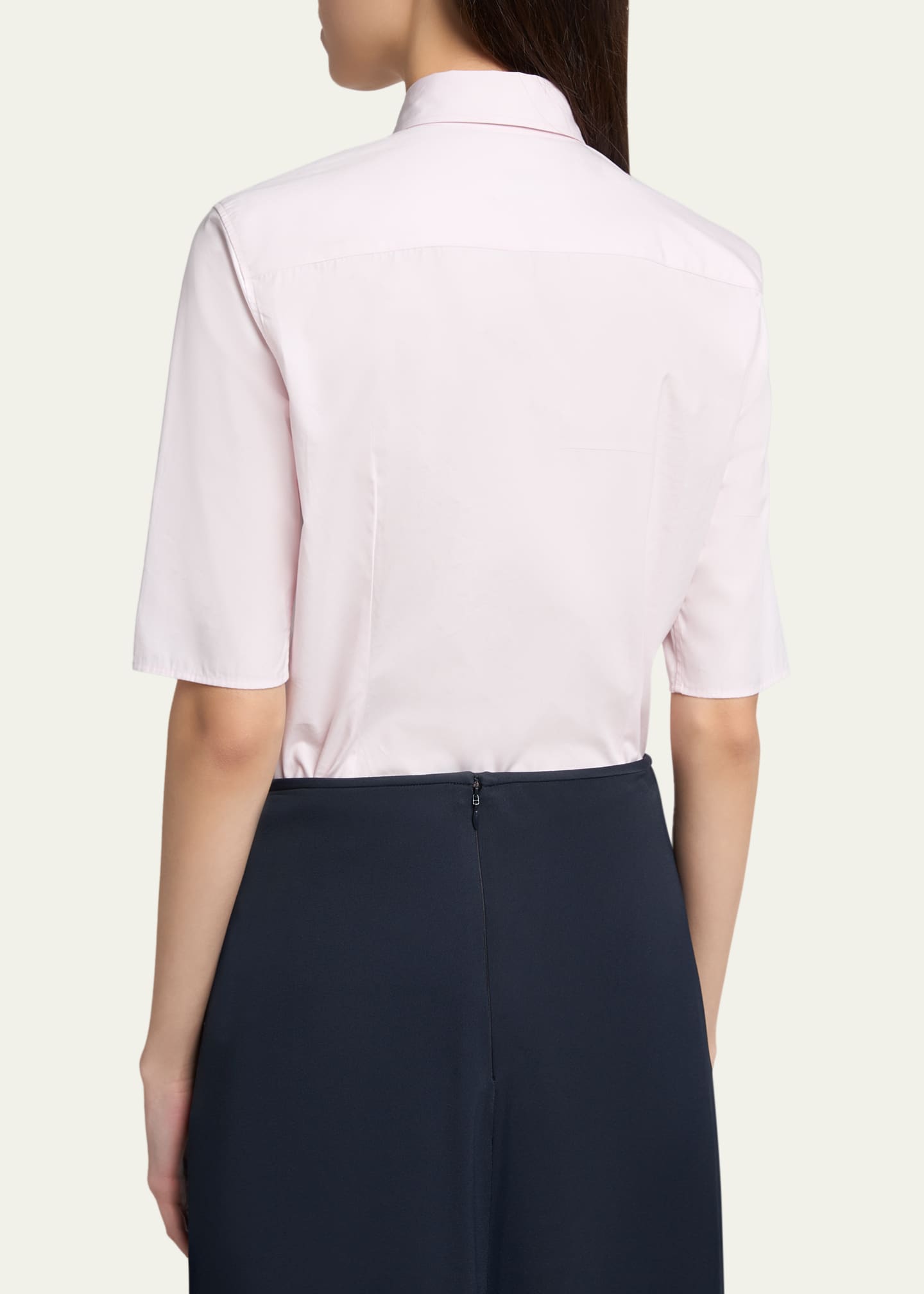 Jil Sander Elbow-Sleeve Slim Button-Down Shirt - Bergdorf Goodman