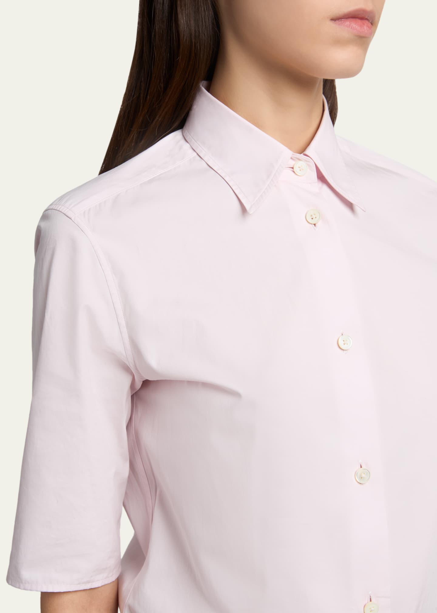 Jil Sander Elbow-Sleeve Slim Button-Down Shirt - Bergdorf Goodman