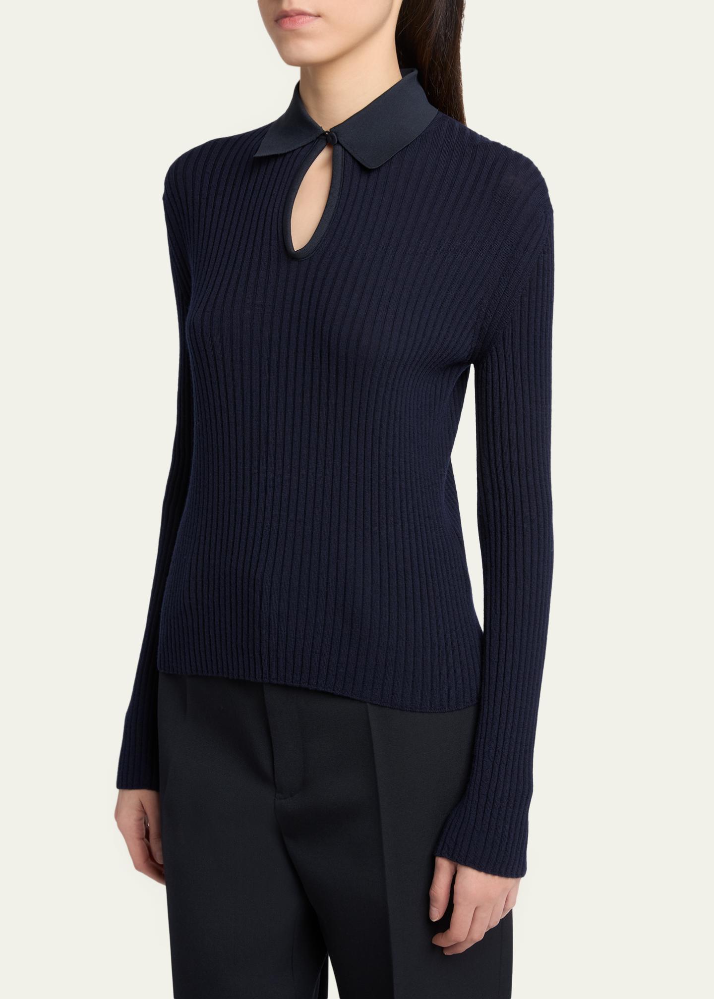 Jil Sander Long-Sleeve Button-Keyhole Polo Shirt - Bergdorf Goodman