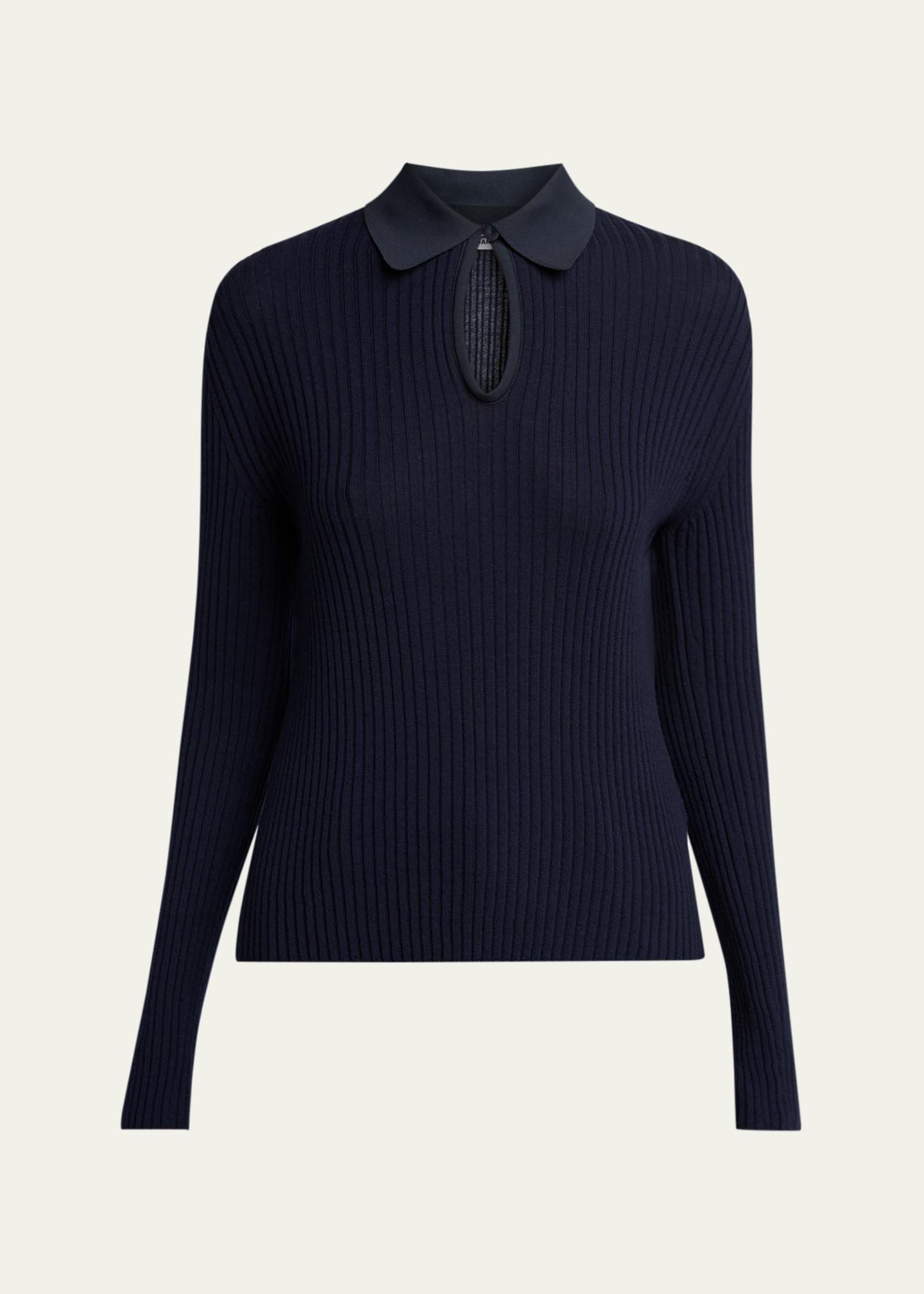 Jil Sander Long-Sleeve Button-Keyhole Polo Shirt - Bergdorf Goodman