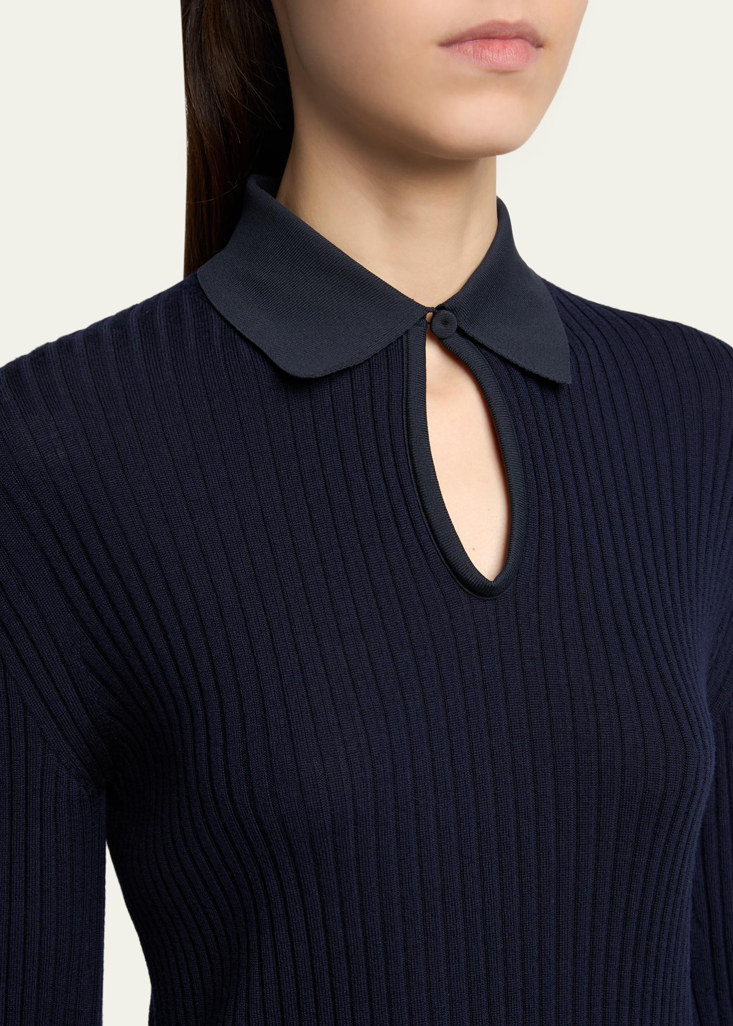 Jil Sander Long-Sleeve Button-Keyhole Polo Shirt - Bergdorf Goodman