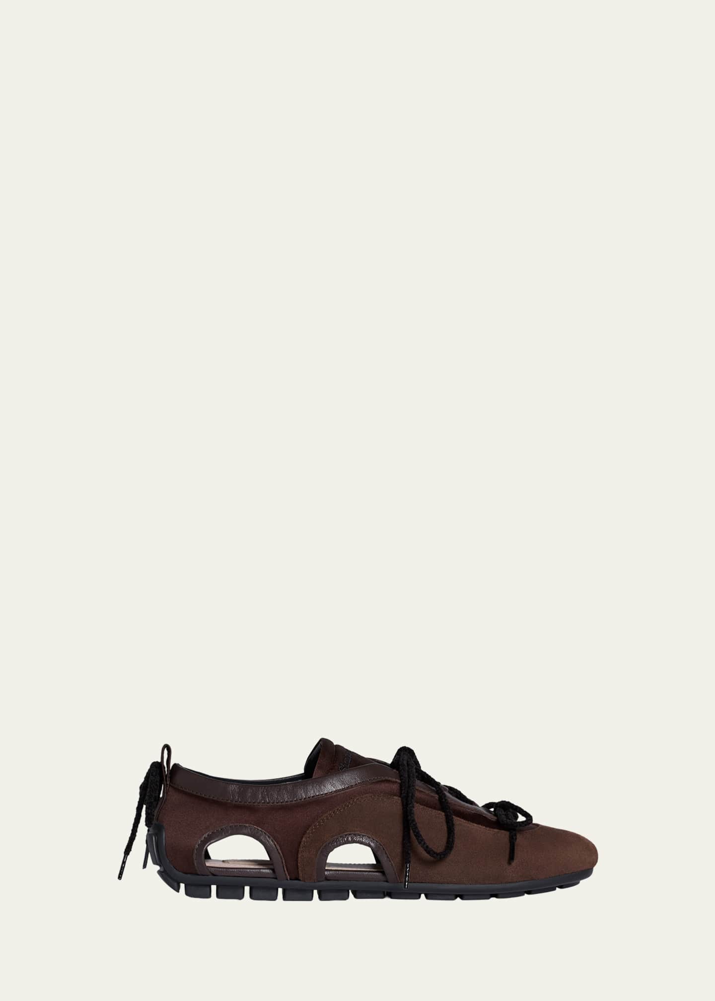 Simone Rocha Cutout Mixed Leather Ballerina Sneakers - Bergdorf