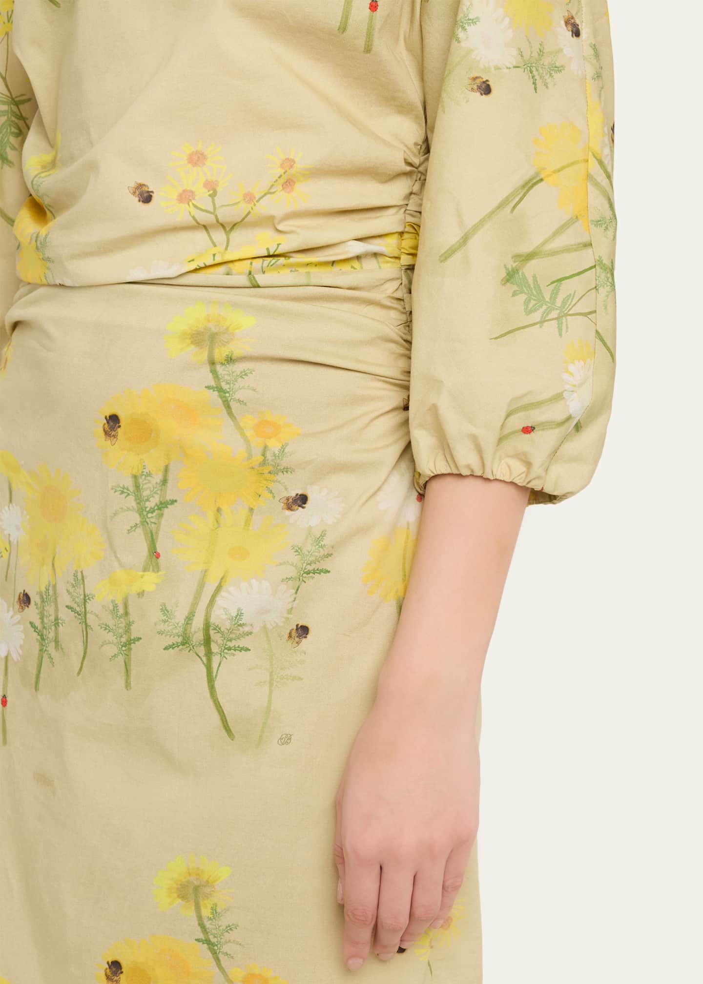 embroidered cotton poplin ruched dress Rails Anadia Dress