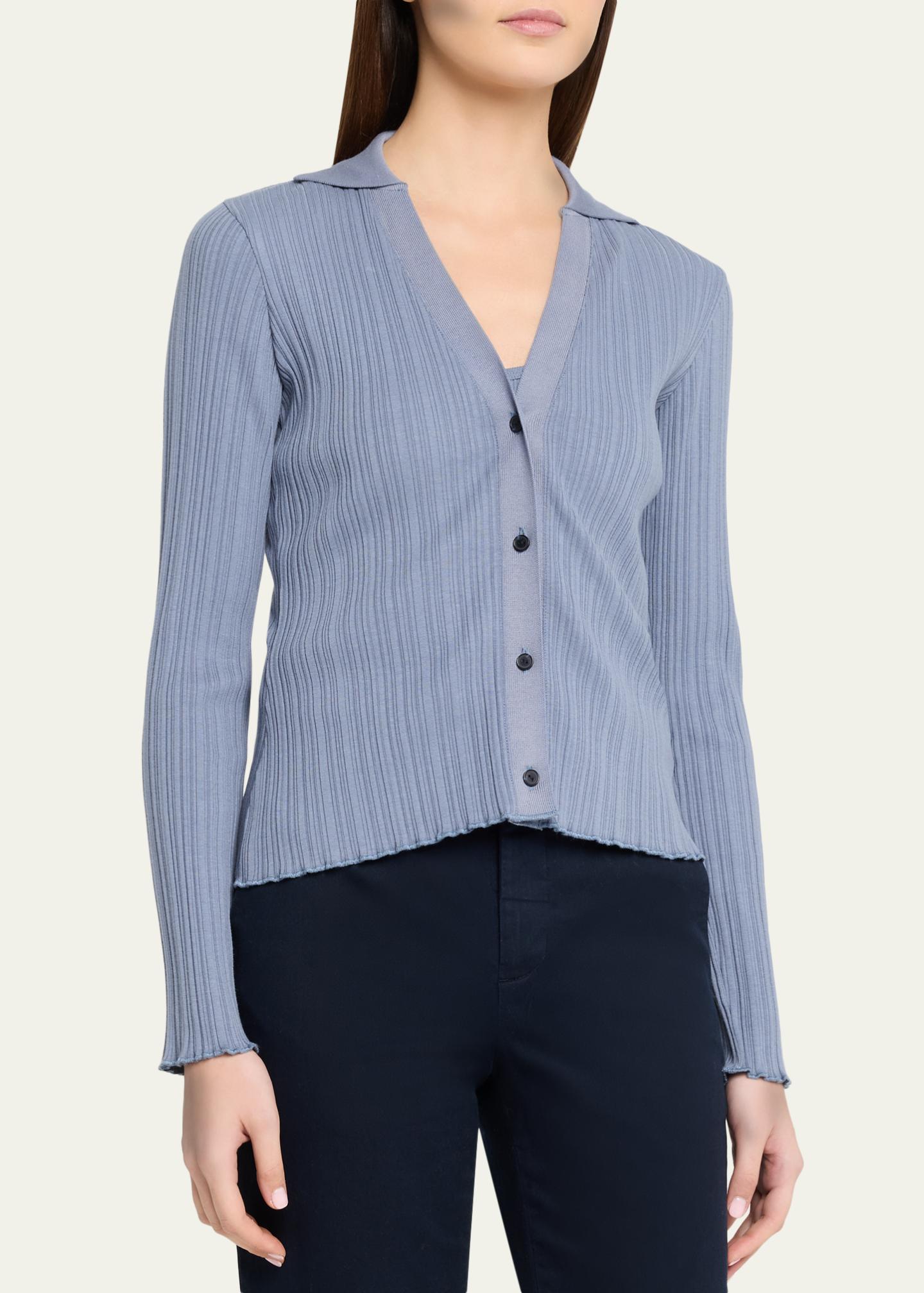 Vince Variegated Rib Polo Cardigan - Bergdorf Goodman
