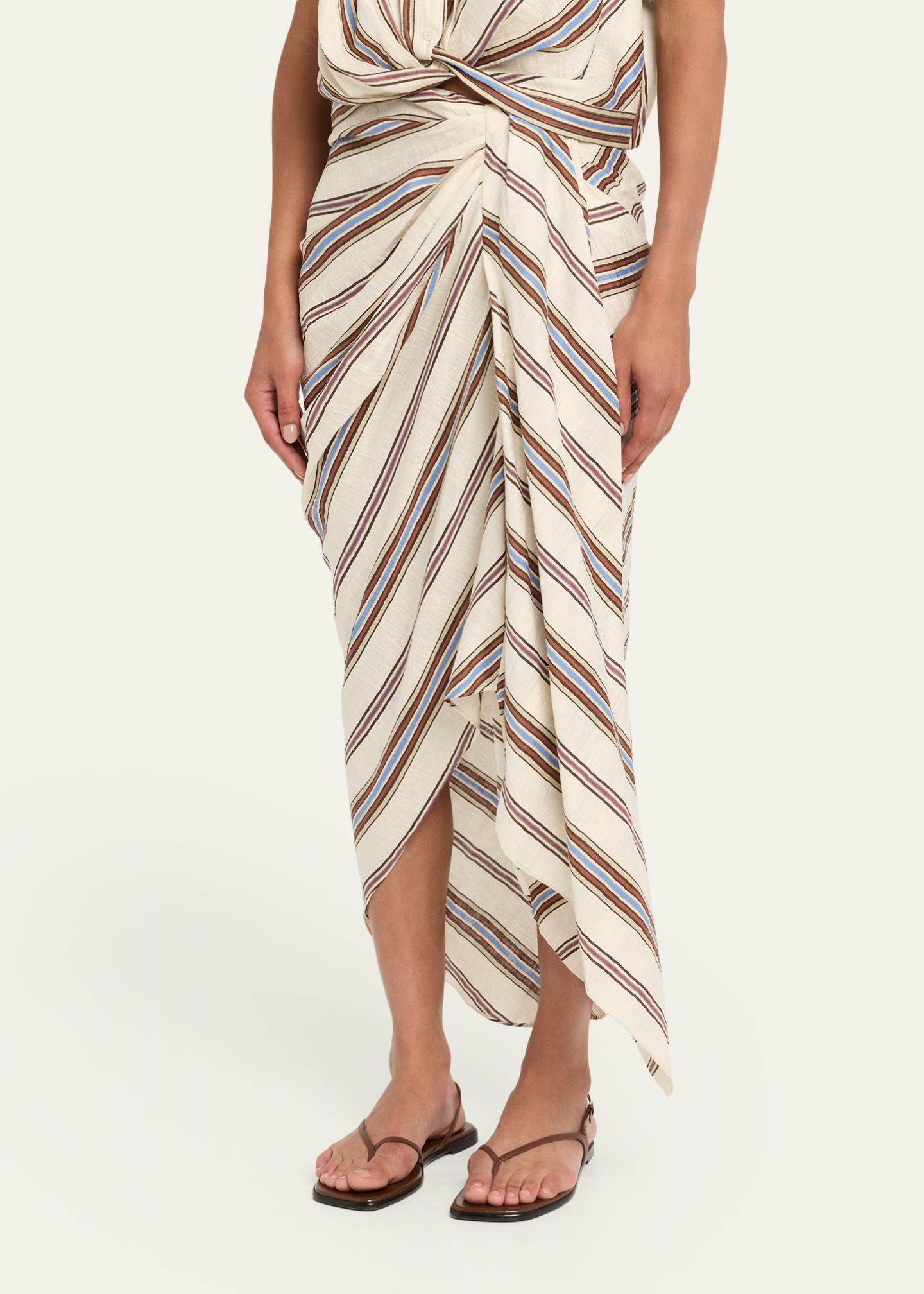 A.L.C. Rhodes Draped Linen Midi Skirt - Bergdorf Goodman