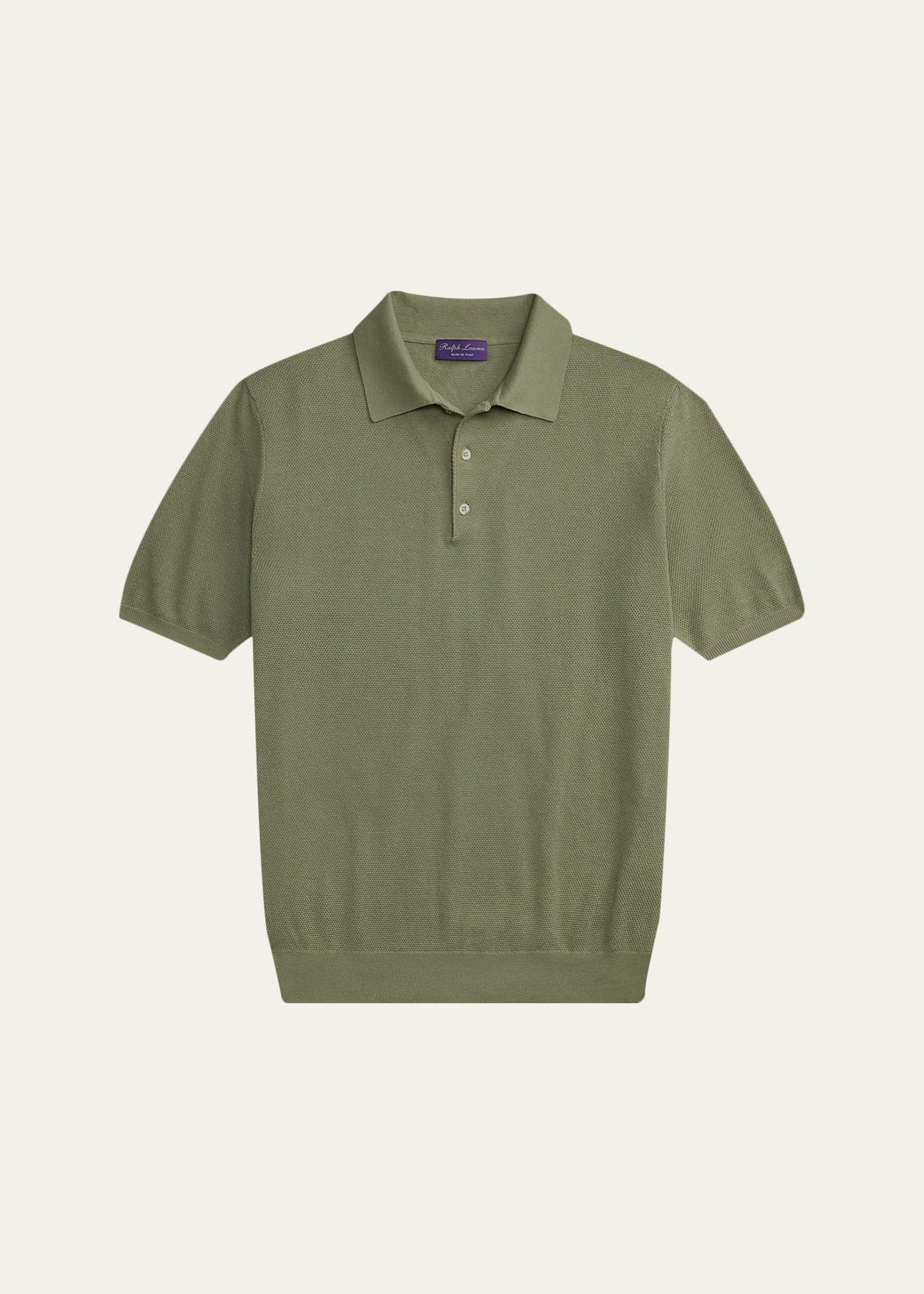 Ralph Lauren Purple Label Men's Silk-Blend Short-Sleeve Polo Sweater ...