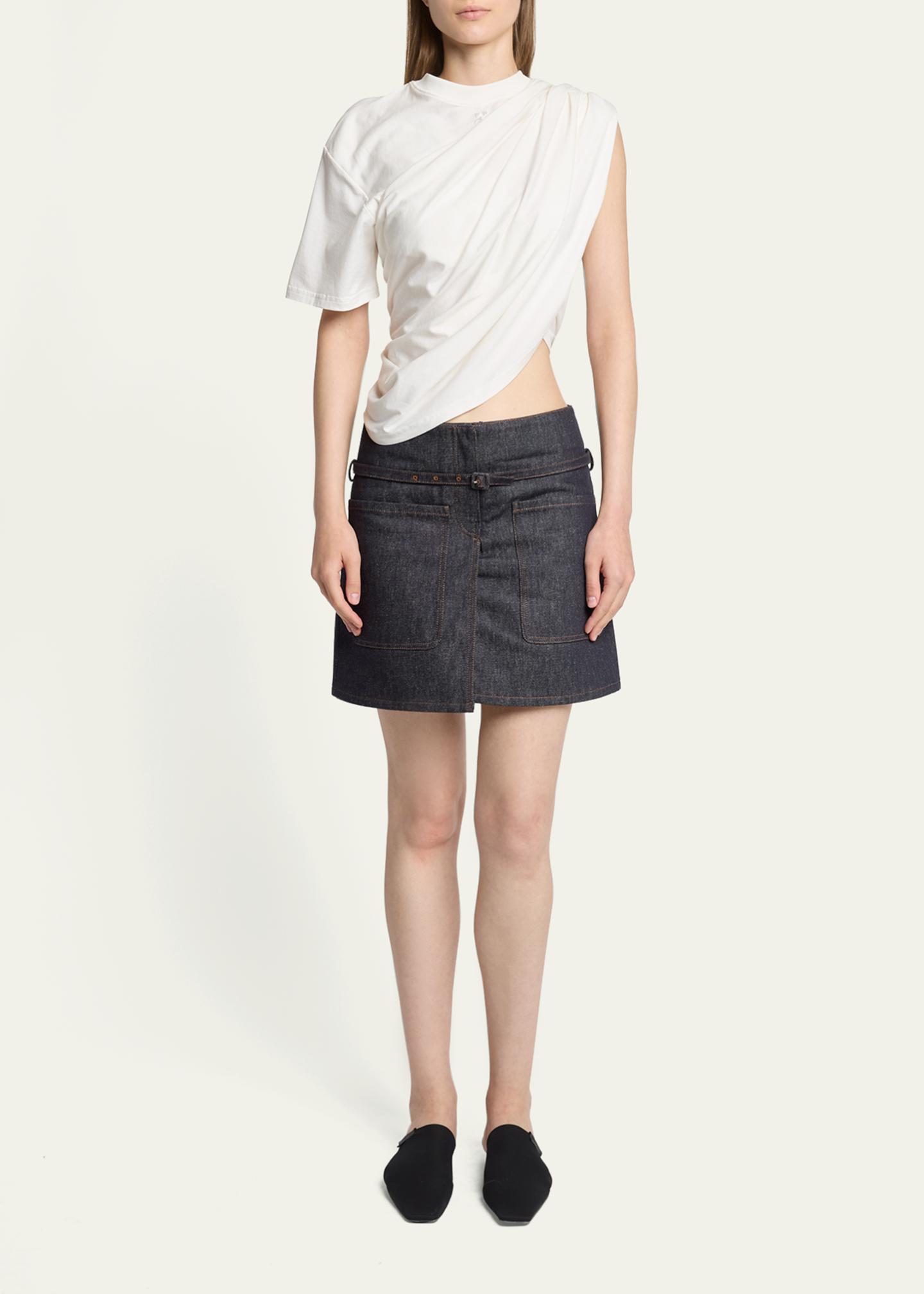 Courreges Asymmetric Twisted Crop T-Shirt - Bergdorf Goodman