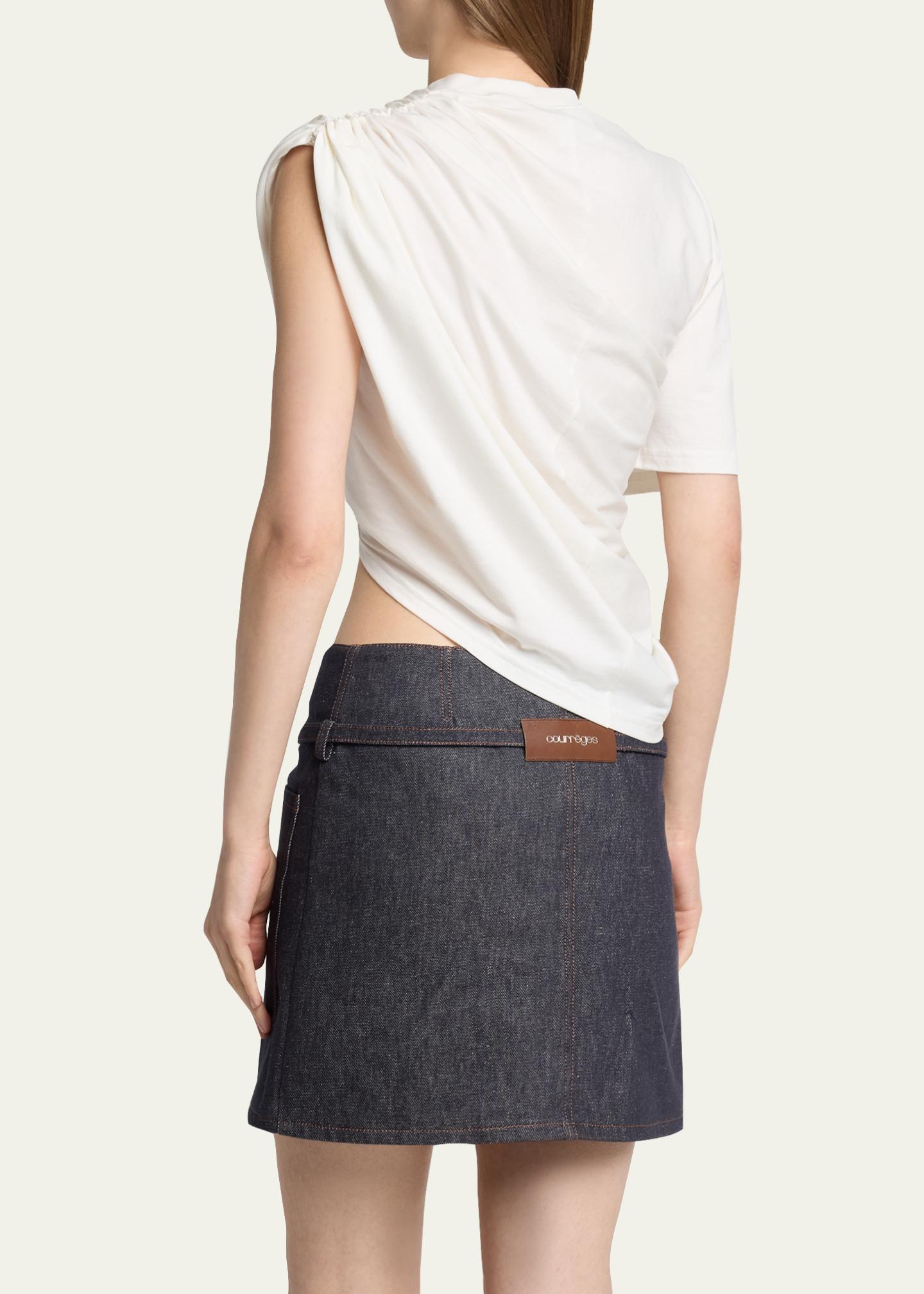 Courreges Asymmetric Twisted Crop T-Shirt - Bergdorf Goodman