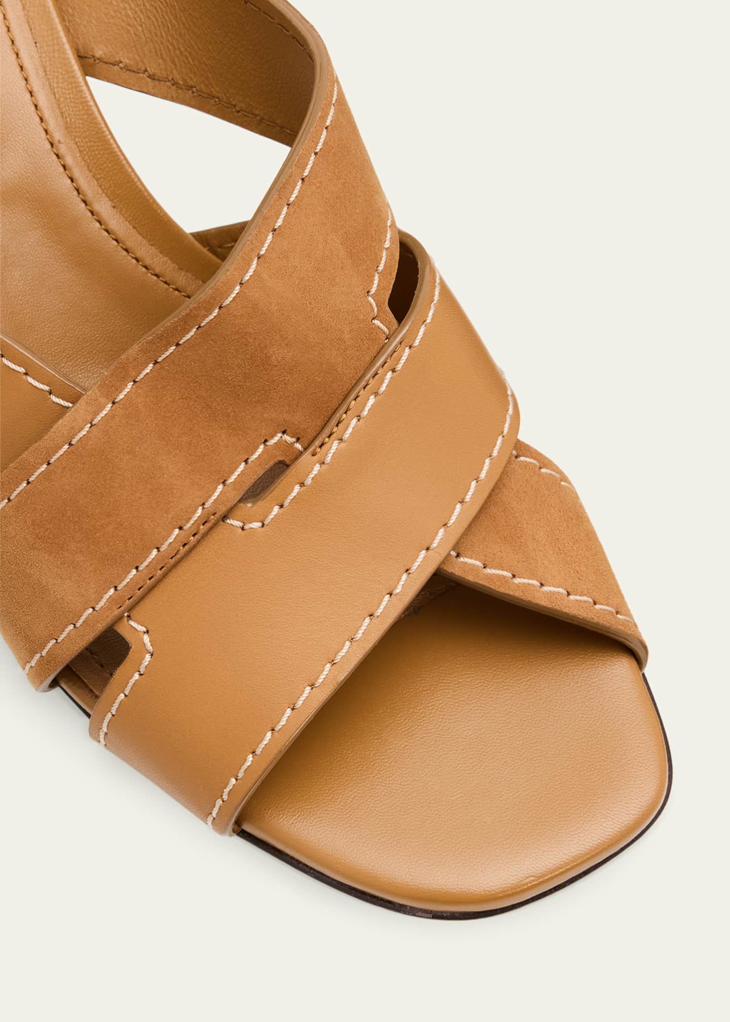Tod's 55mm Mixed Leather Block-Heel Sandals - Bergdorf Goodman