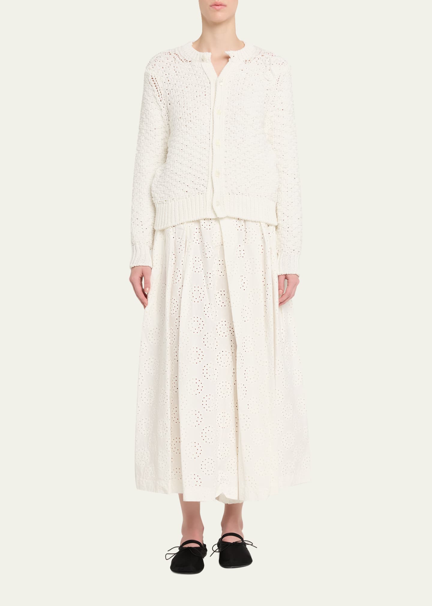 Comme des Garcons Open-Knit Crochet Crewneck Cardigan - Bergdorf