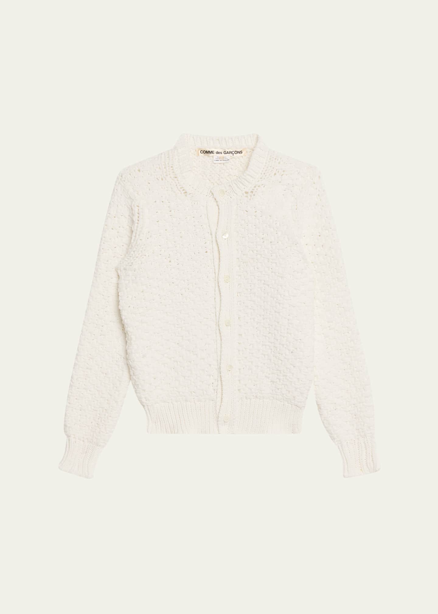 Comme des Garcons Open-Knit Crochet Crewneck Cardigan - Bergdorf