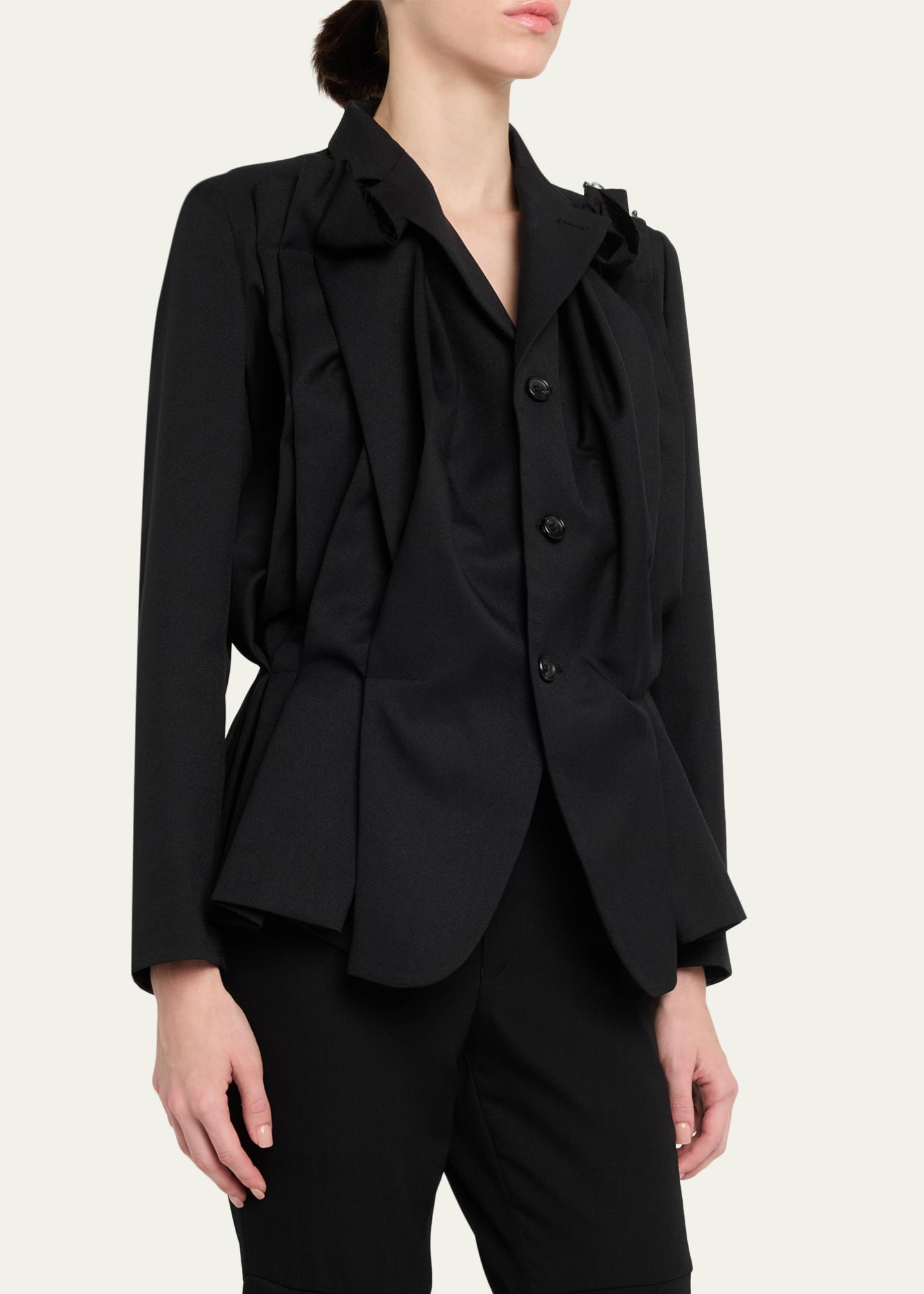 Mg3 COMME des GARCONS コムデギャルソン カフスドレープ テーラードジャケット Draped Cuff Tailored Blazer サイズM ブラックt18r Comme des Garcons Draped Single-Breasted Blazer - Bergdorf Goodman