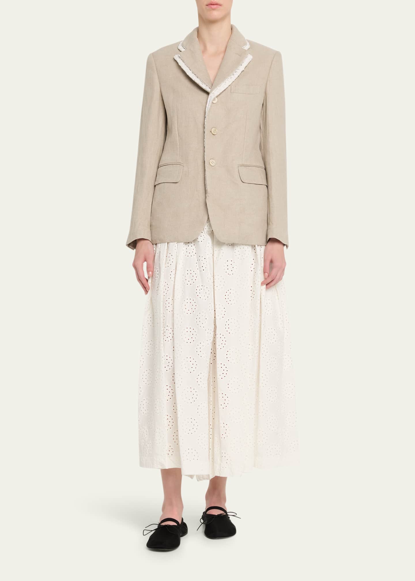 Comme des Garcons Linen-Blend Crochet-Trim Blazer - Bergdorf Goodman