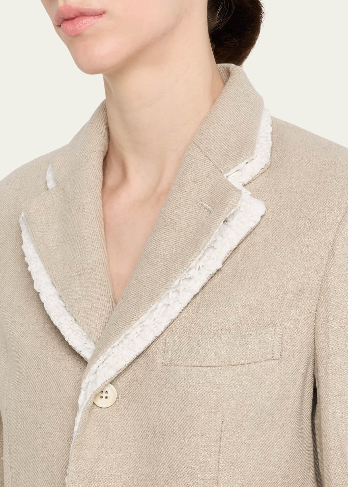 Comme des Garcons Linen-Blend Crochet-Trim Blazer - Bergdorf Goodman