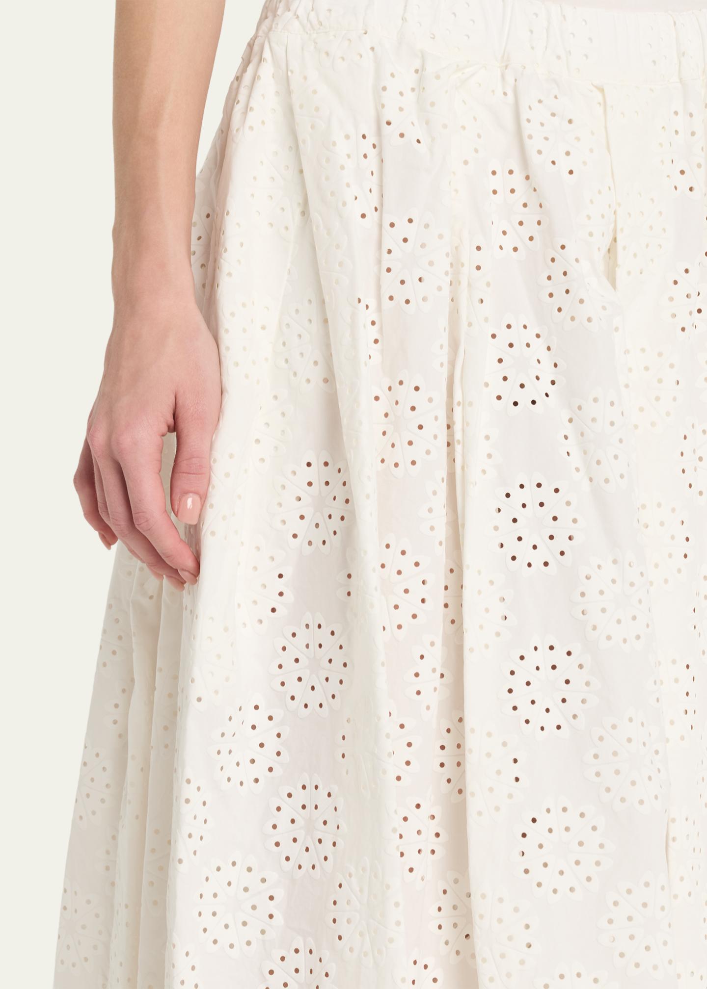 Comme des Garcons Eyelet-Embroidered Cotton Midi Skirt - Bergdorf