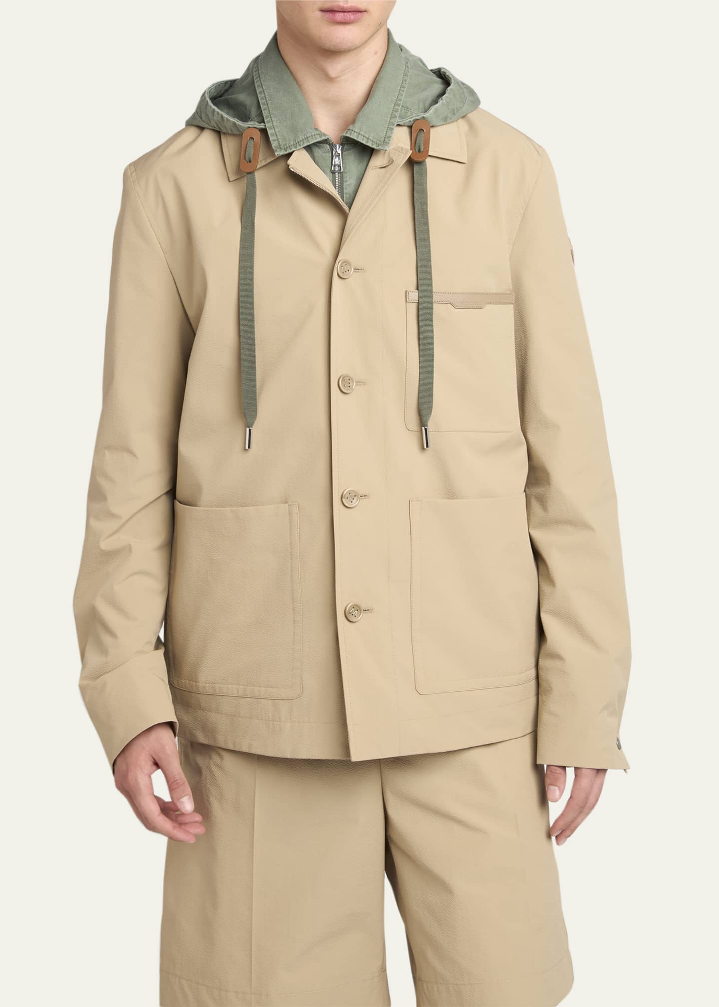 Moncler Men's Nanav Seersucker Shirt Jacket - Bergdorf Goodman