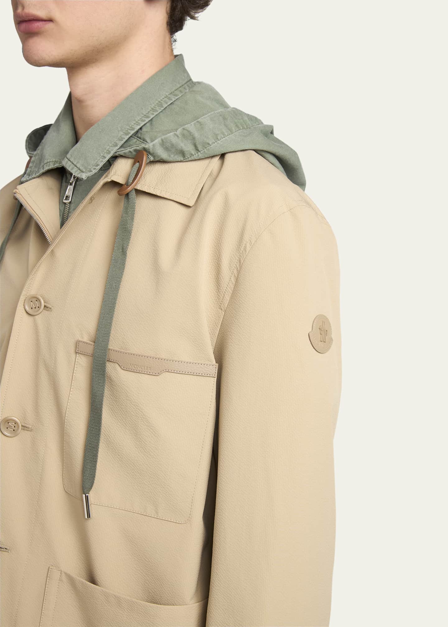 Moncler Men's Nanav Seersucker Shirt Jacket - Bergdorf Goodman